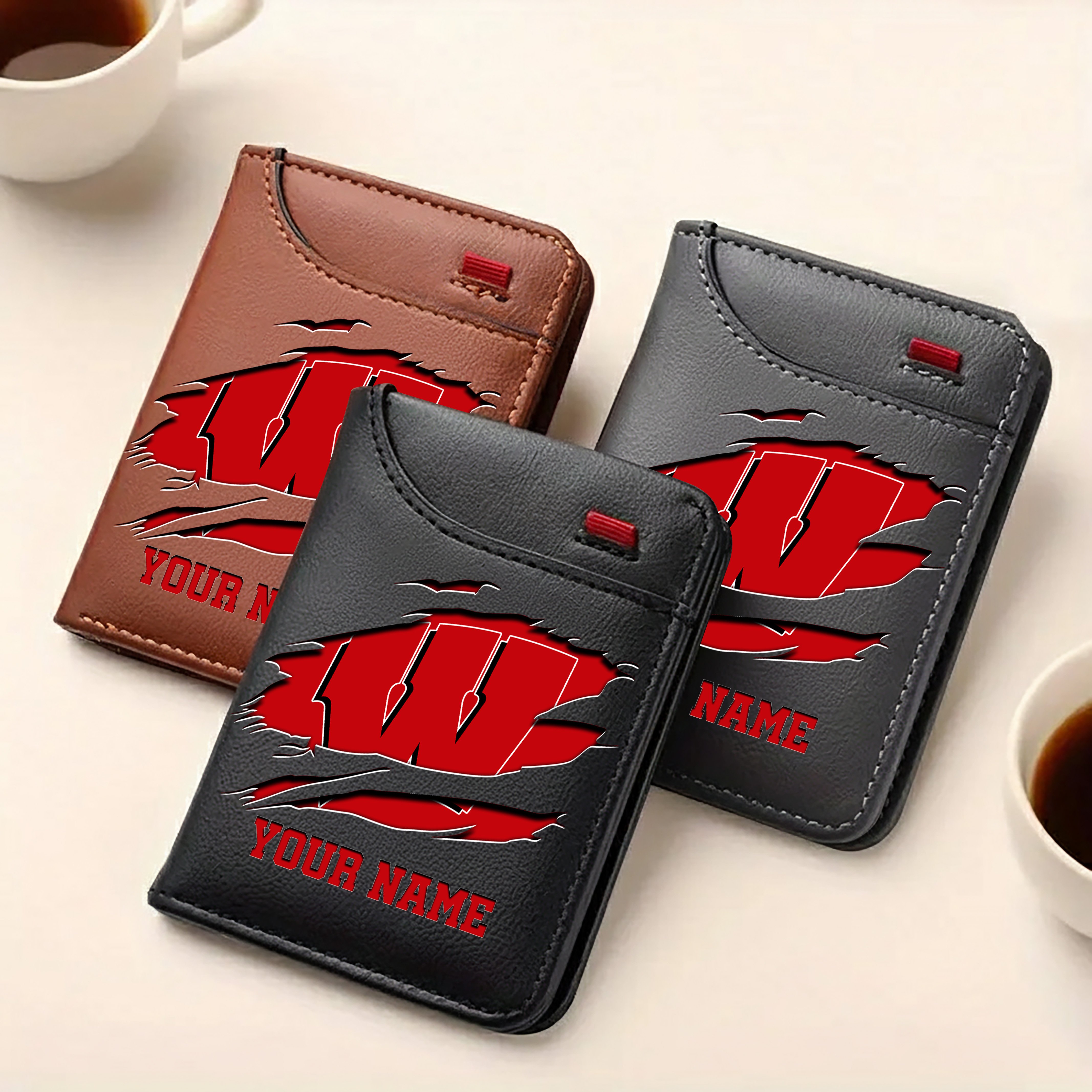 Alternative view of Wisconsin Badgers Men Wallet Custom Your Name, Football Team Men Wallet For Fans, Gifts For Football Lovers EHIVM-09253657A