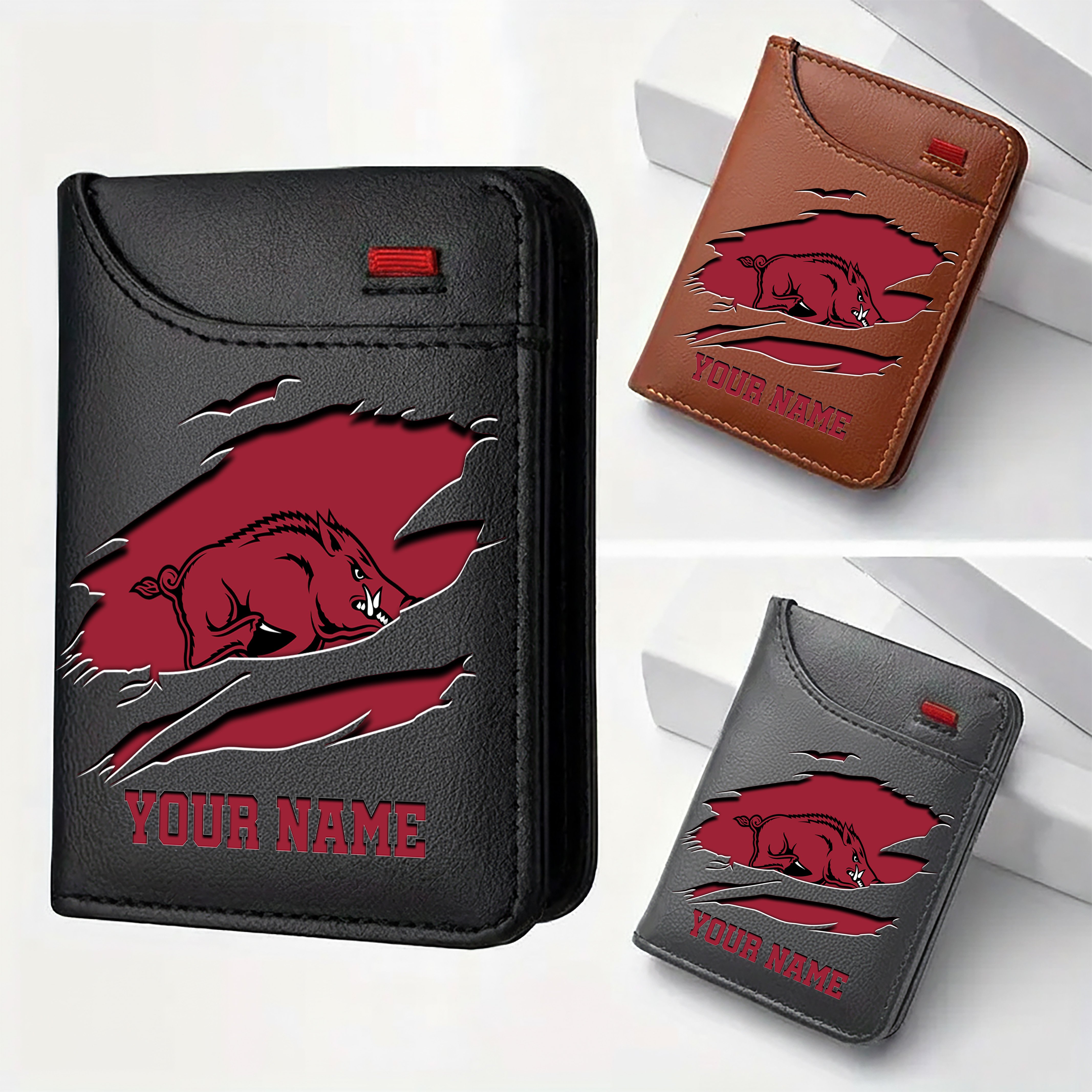 Arkansas Razorbacks Men Wallet Custom Your Name, Football Team Men Wallet For Fans, Gifts For Football Lovers EHIVM-09253657A
