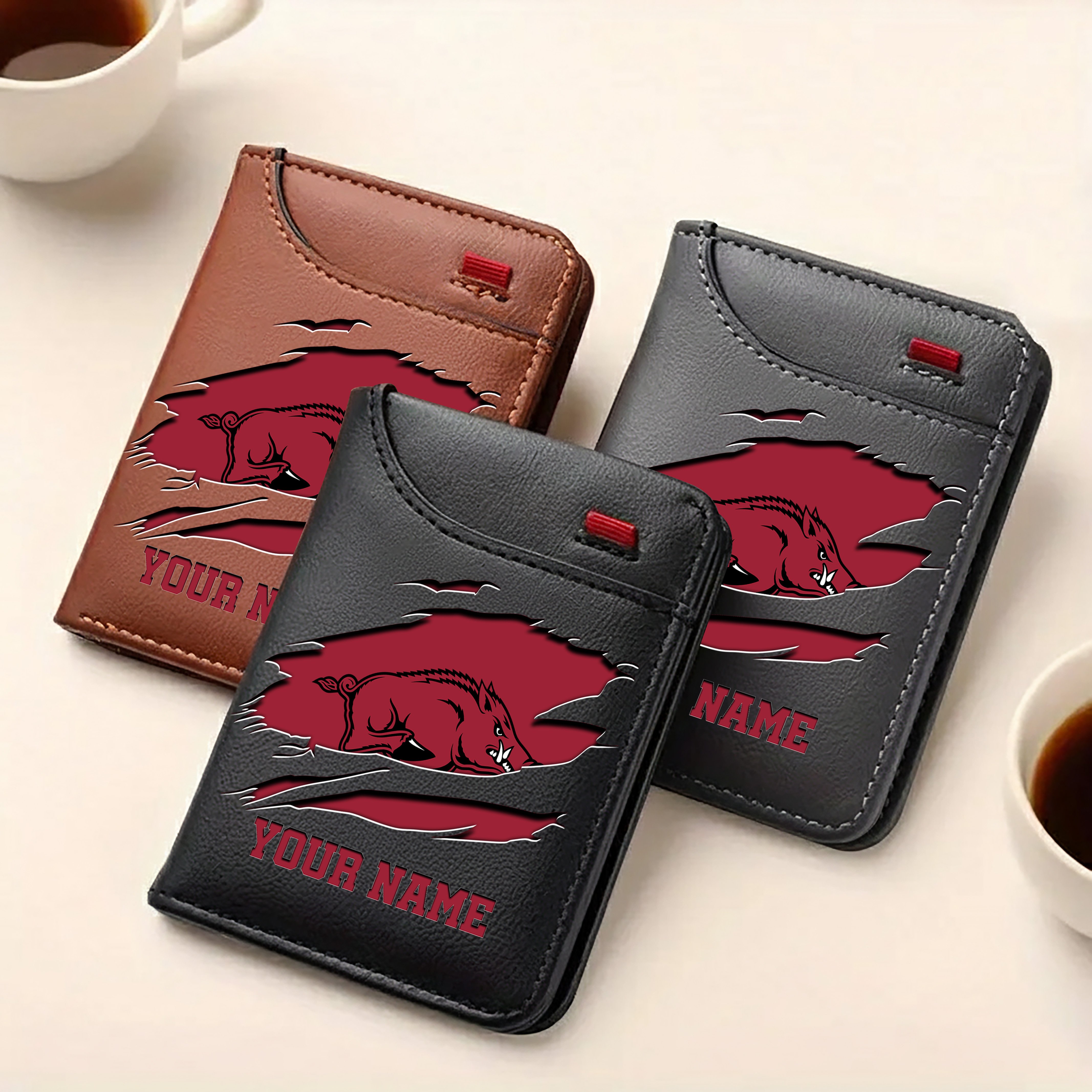 Alternative view of Arkansas Razorbacks Men Wallet Custom Your Name, Football Team Men Wallet For Fans, Gifts For Football Lovers EHIVM-09253657A