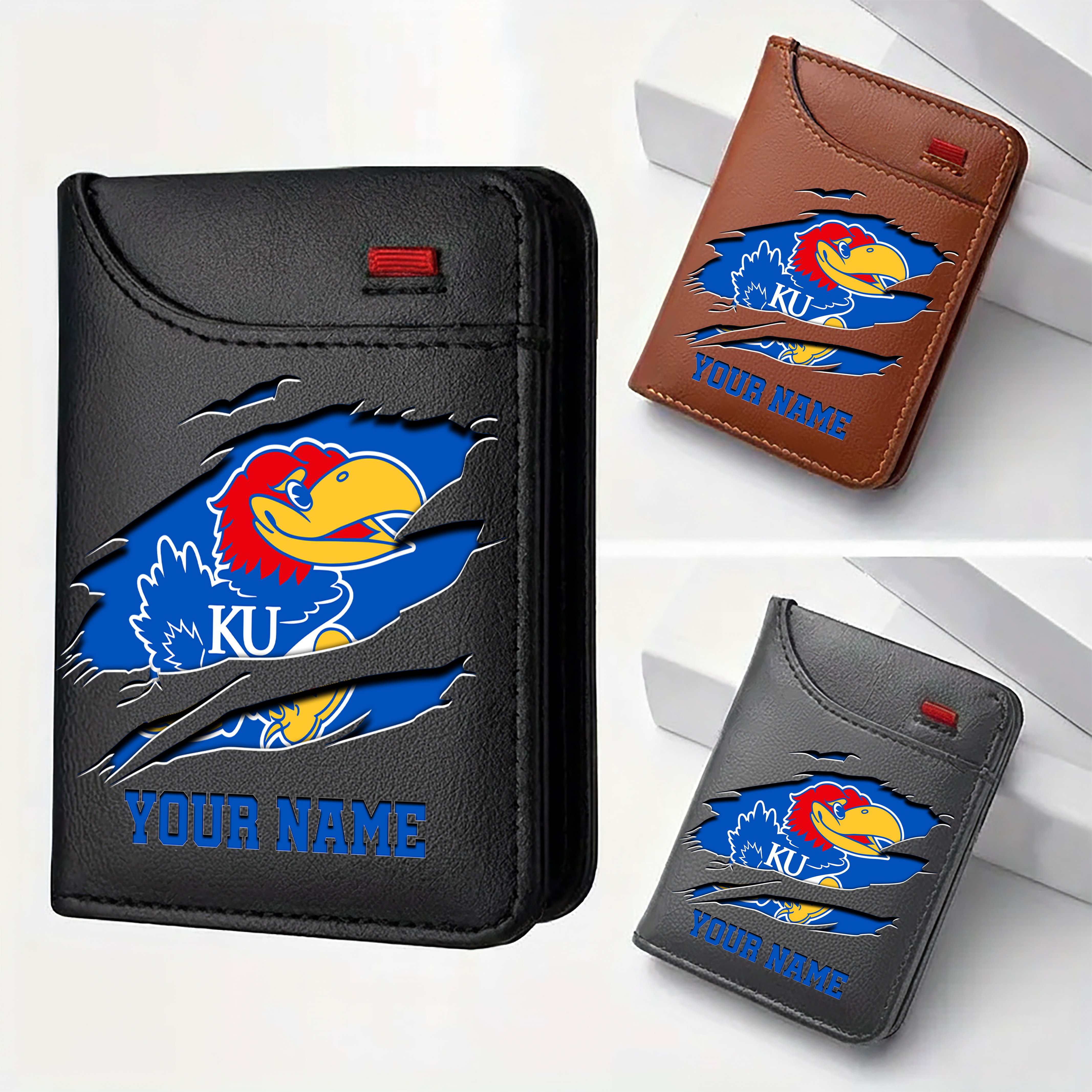 Kansas Jayhawks Men Wallet Custom Your Name, Football Team Men Wallet For Fans, Gifts For Football Lovers EHIVM-09253657A
