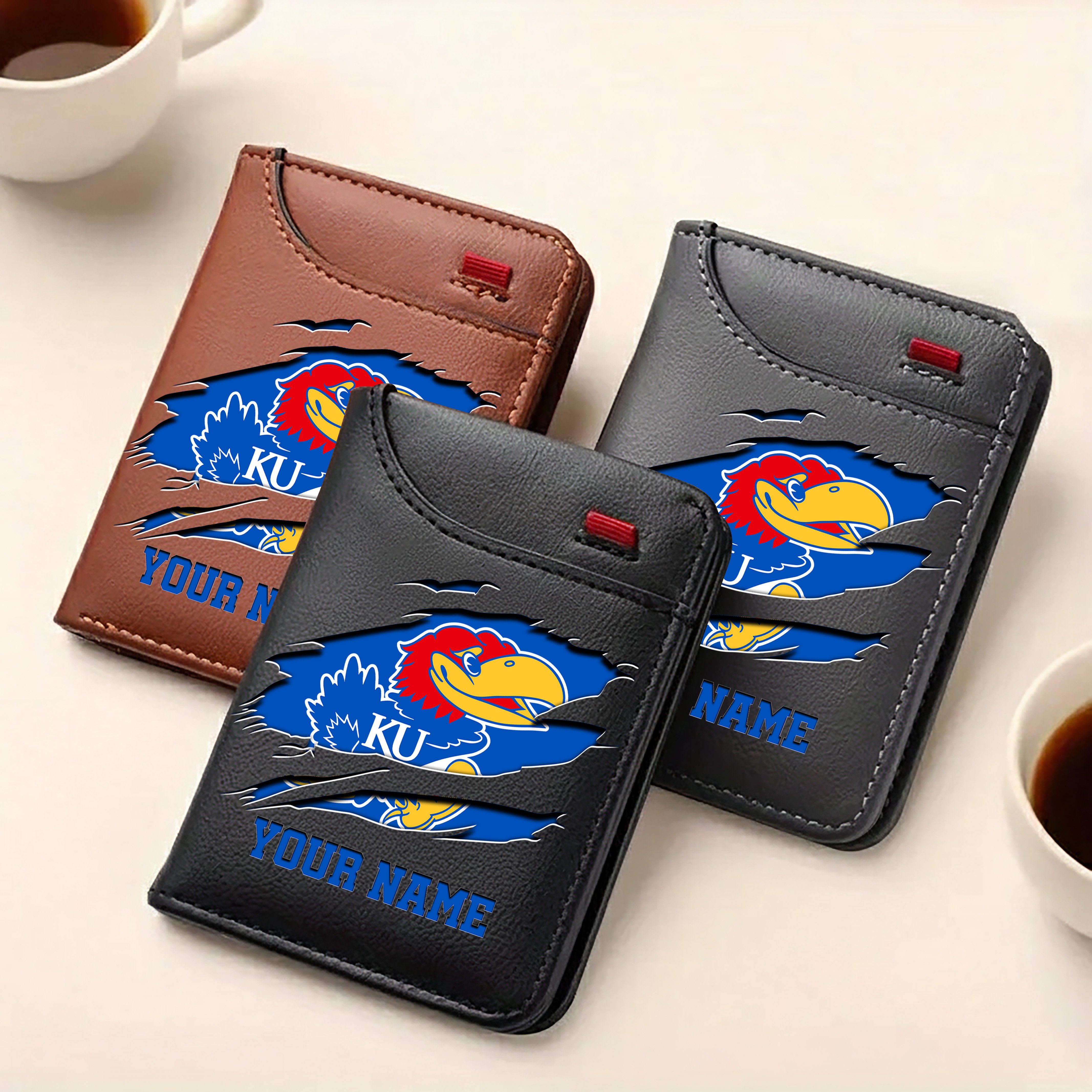 Alternative view of Kansas Jayhawks Men Wallet Custom Your Name, Football Team Men Wallet For Fans, Gifts For Football Lovers EHIVM-09253657A