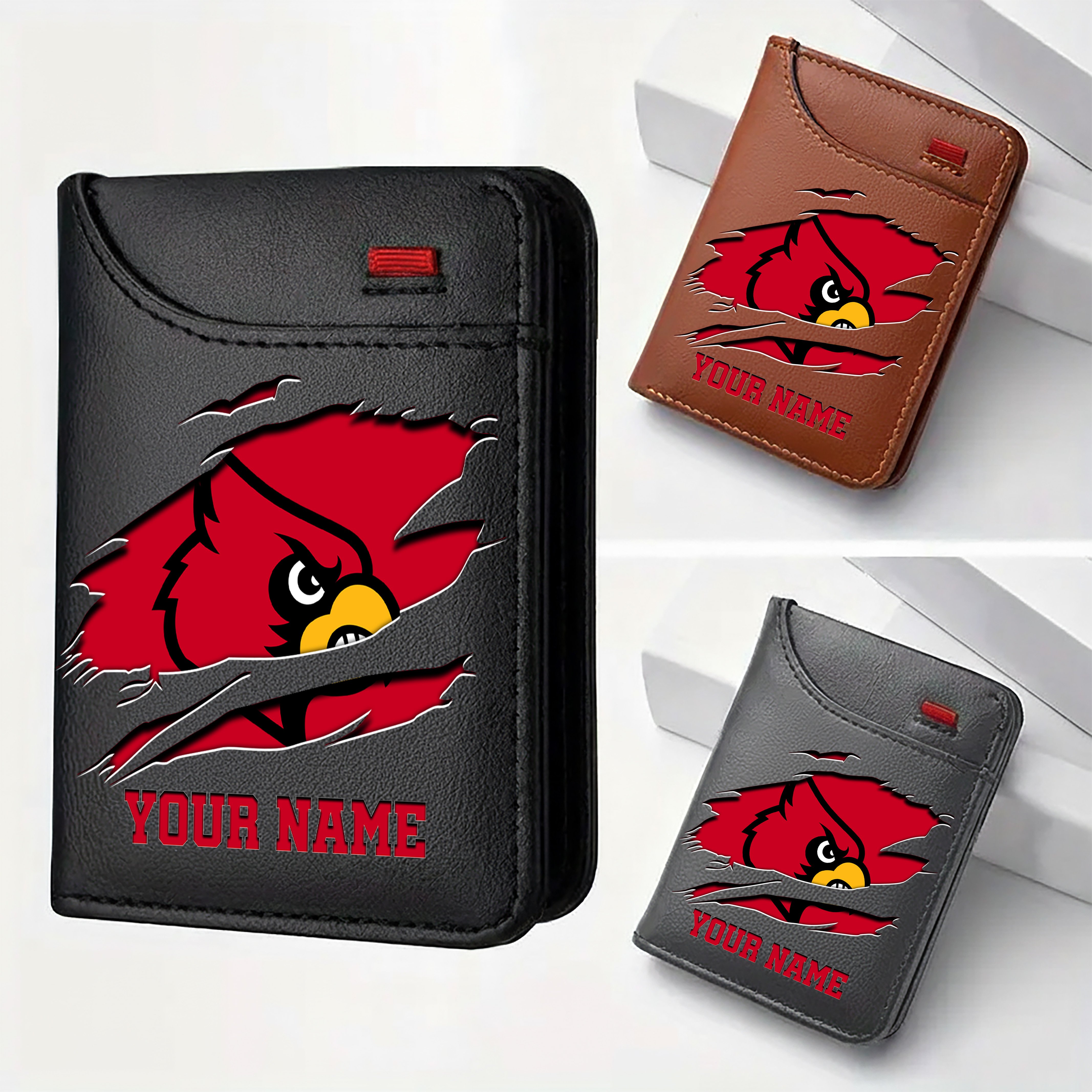 Louisville Cardinals Men Wallet Custom Your Name, Football Team Men Wallet For Fans, Gifts For Football Lovers EHIVM-09253657A