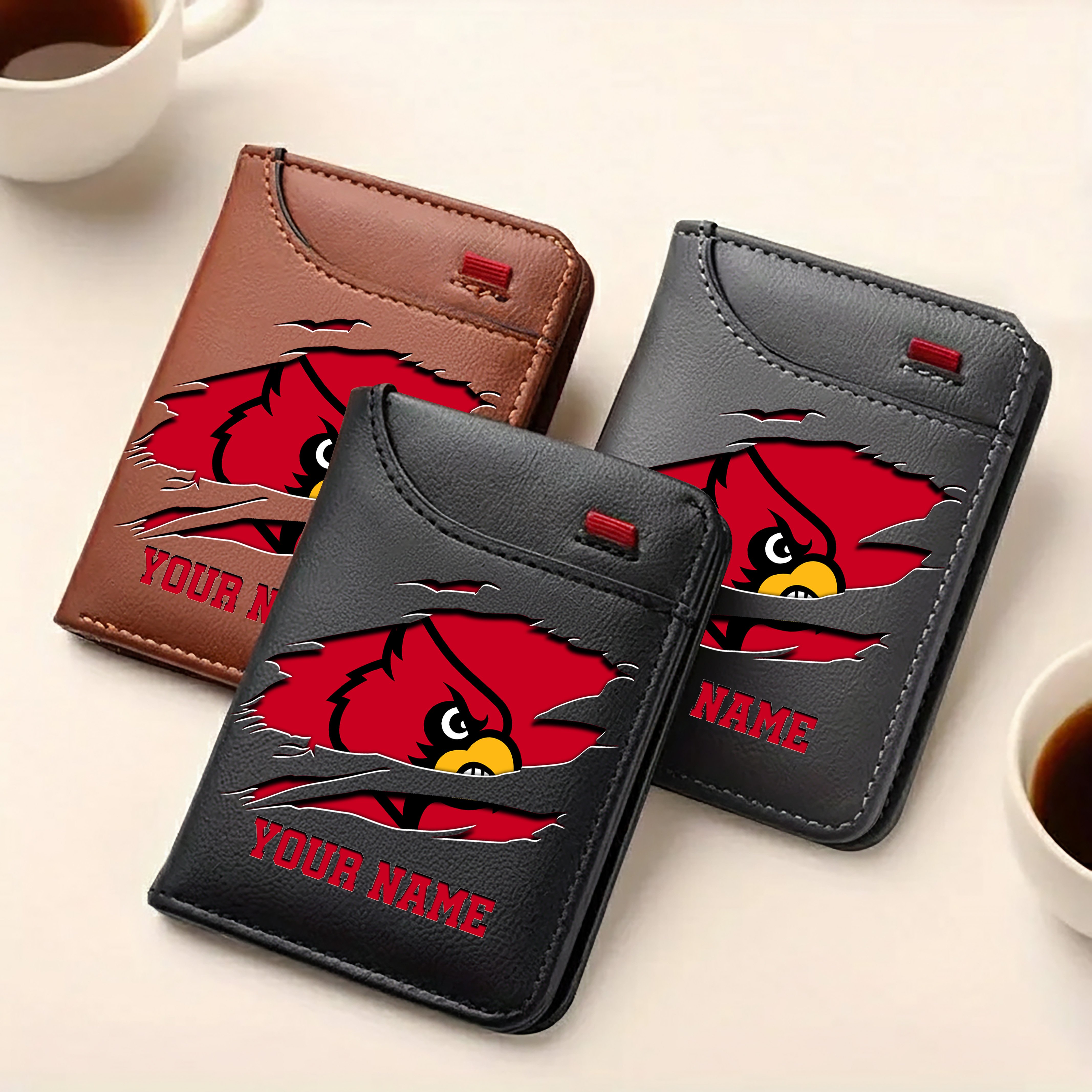 Alternative view of Louisville Cardinals Men Wallet Custom Your Name, Football Team Men Wallet For Fans, Gifts For Football Lovers EHIVM-09253657A