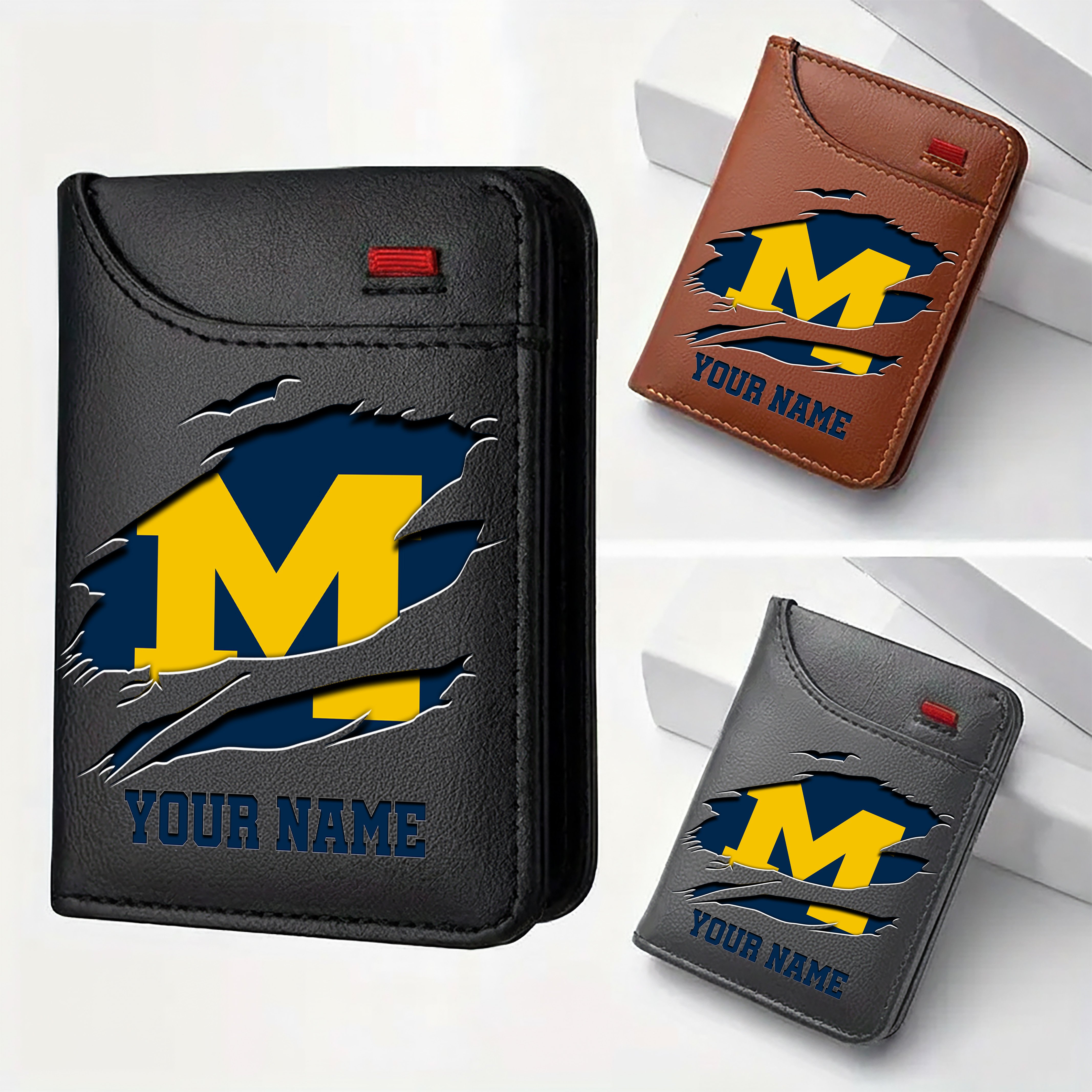 Michigan Wolverines Men Wallet Custom Your Name, Football Team Men Wallet For Fans, Gifts For Football Lovers EHIVM-09253657A