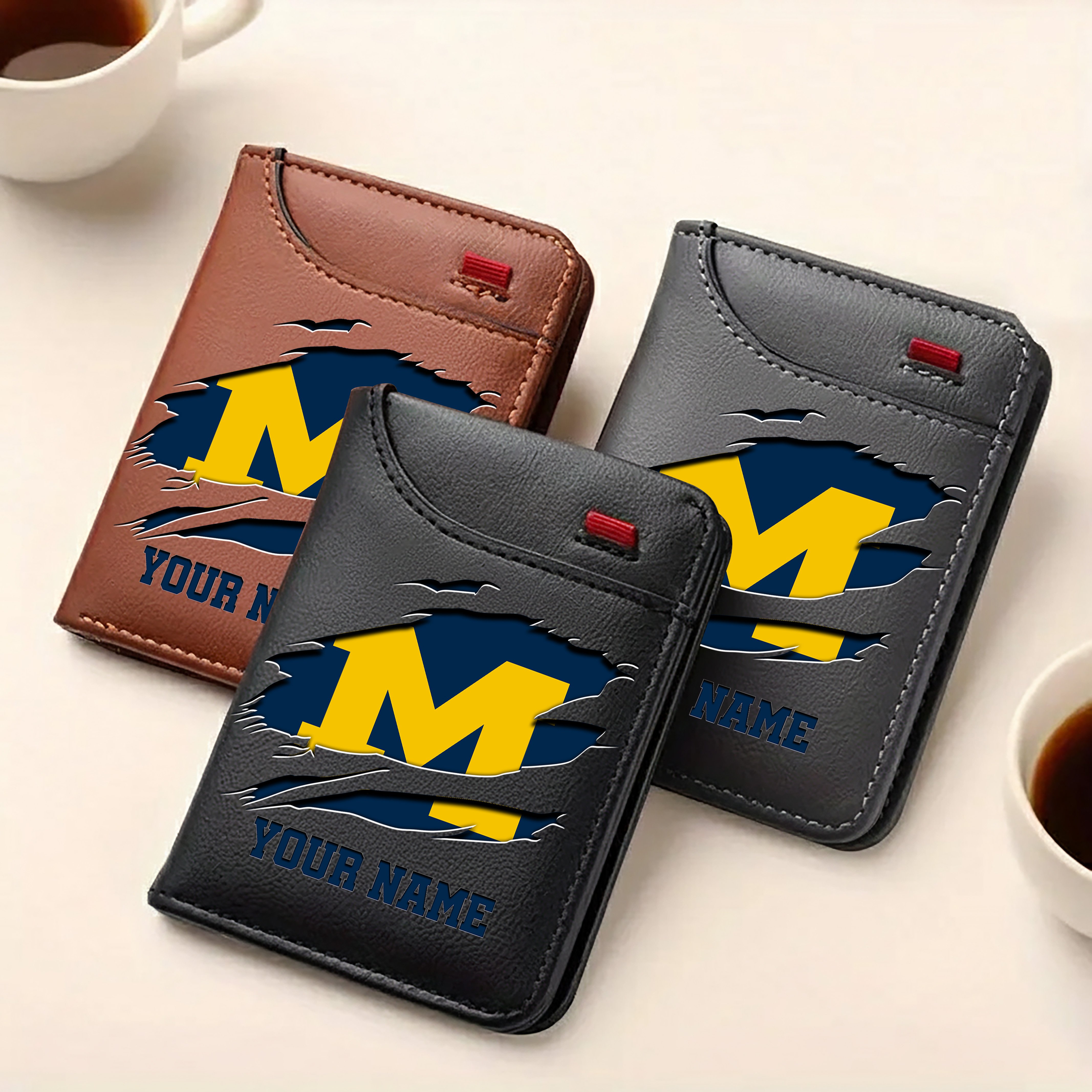 Alternative view of Michigan Wolverines Men Wallet Custom Your Name, Football Team Men Wallet For Fans, Gifts For Football Lovers EHIVM-09253657A