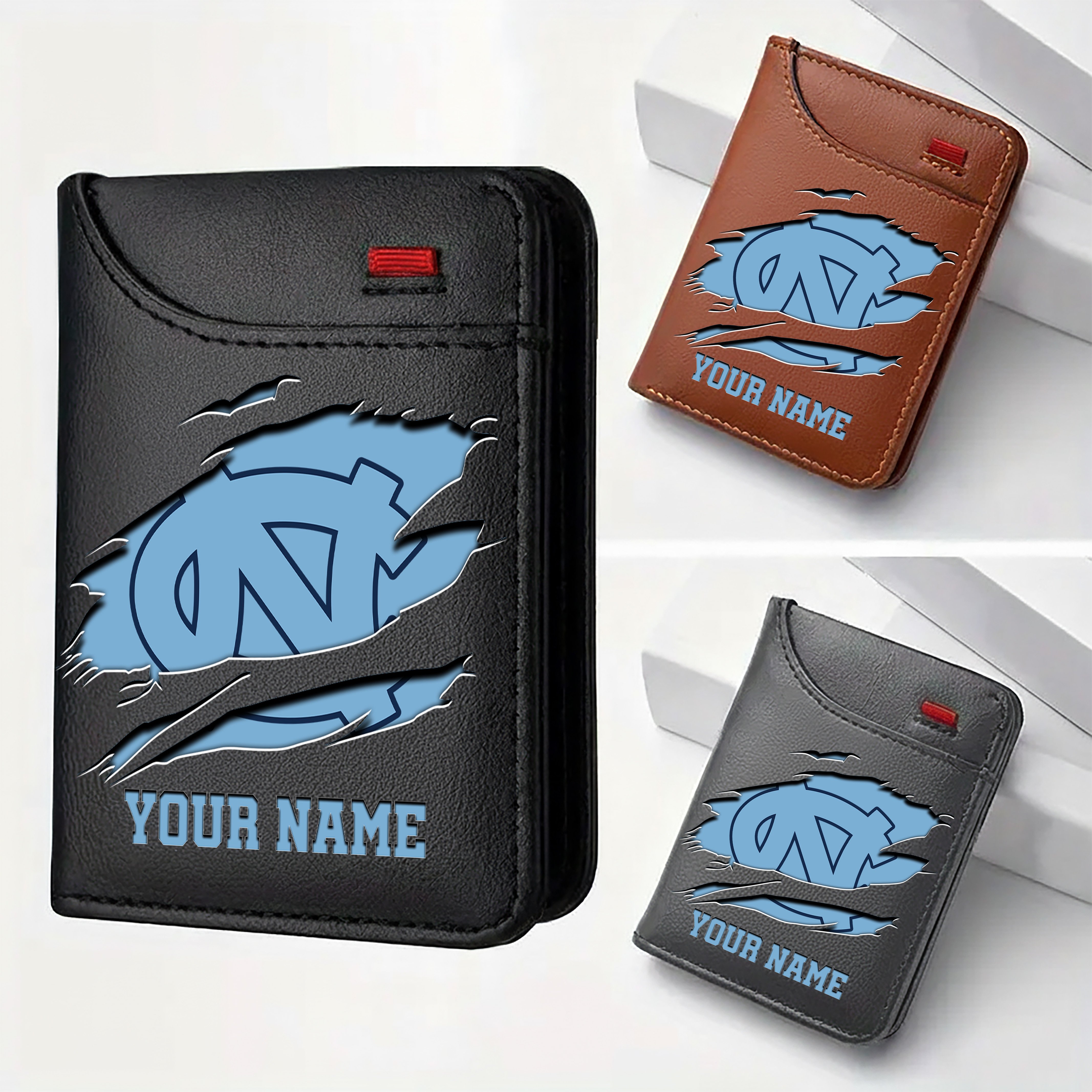 North Carolina Tar Heels Men Wallet Custom Your Name, Football Team Men Wallet For Fans, Gifts For Football Lovers EHIVM-09253657A