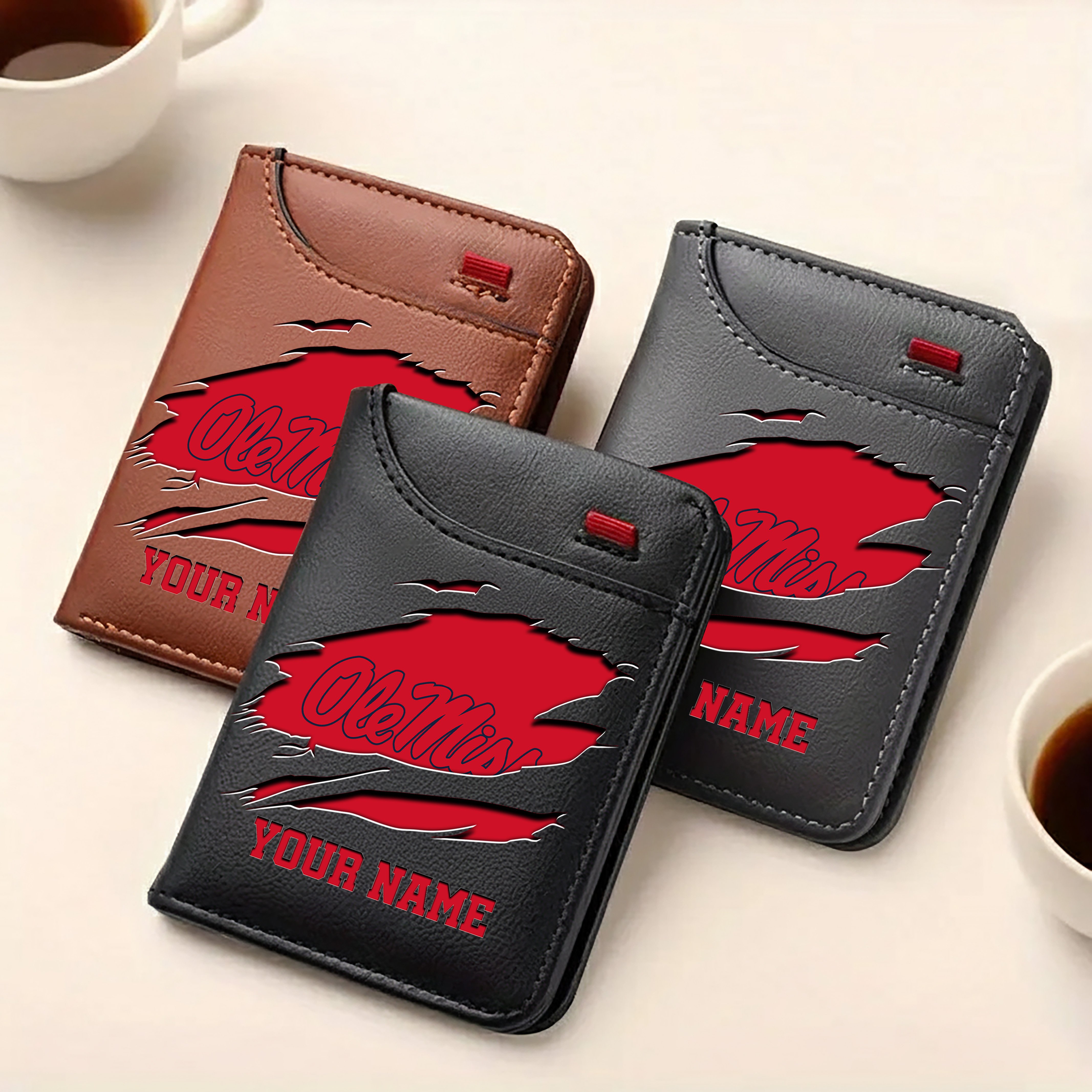 Alternative view of Ole Miss Rebels Men Wallet Custom Your Name, Football Team Men Wallet For Fans, Gifts For Football Lovers EHIVM-09253657A