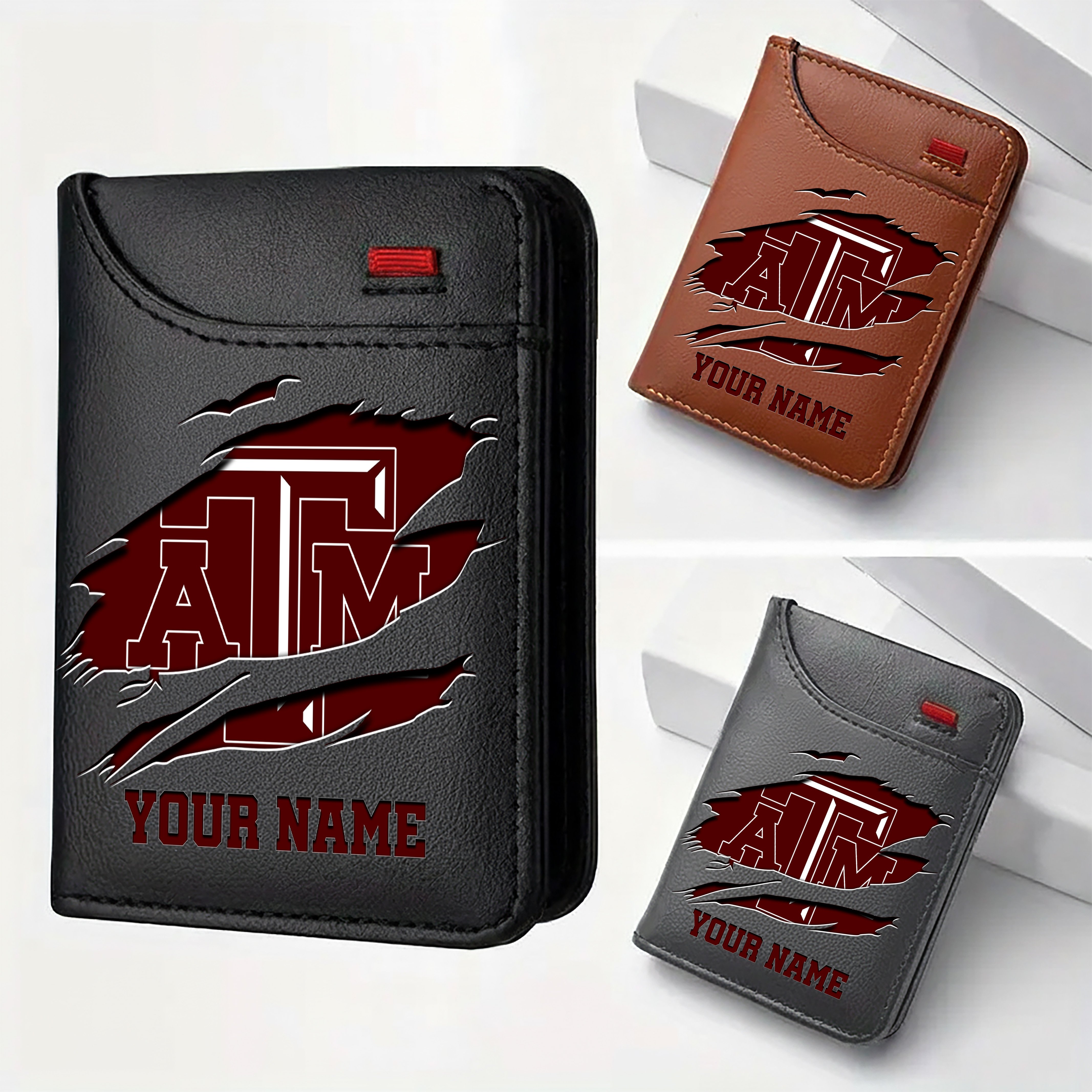 Texas A&M Aggies Men Wallet Custom Your Name, Football Team Men Wallet For Fans, Gifts For Football Lovers EHIVM-09253657A