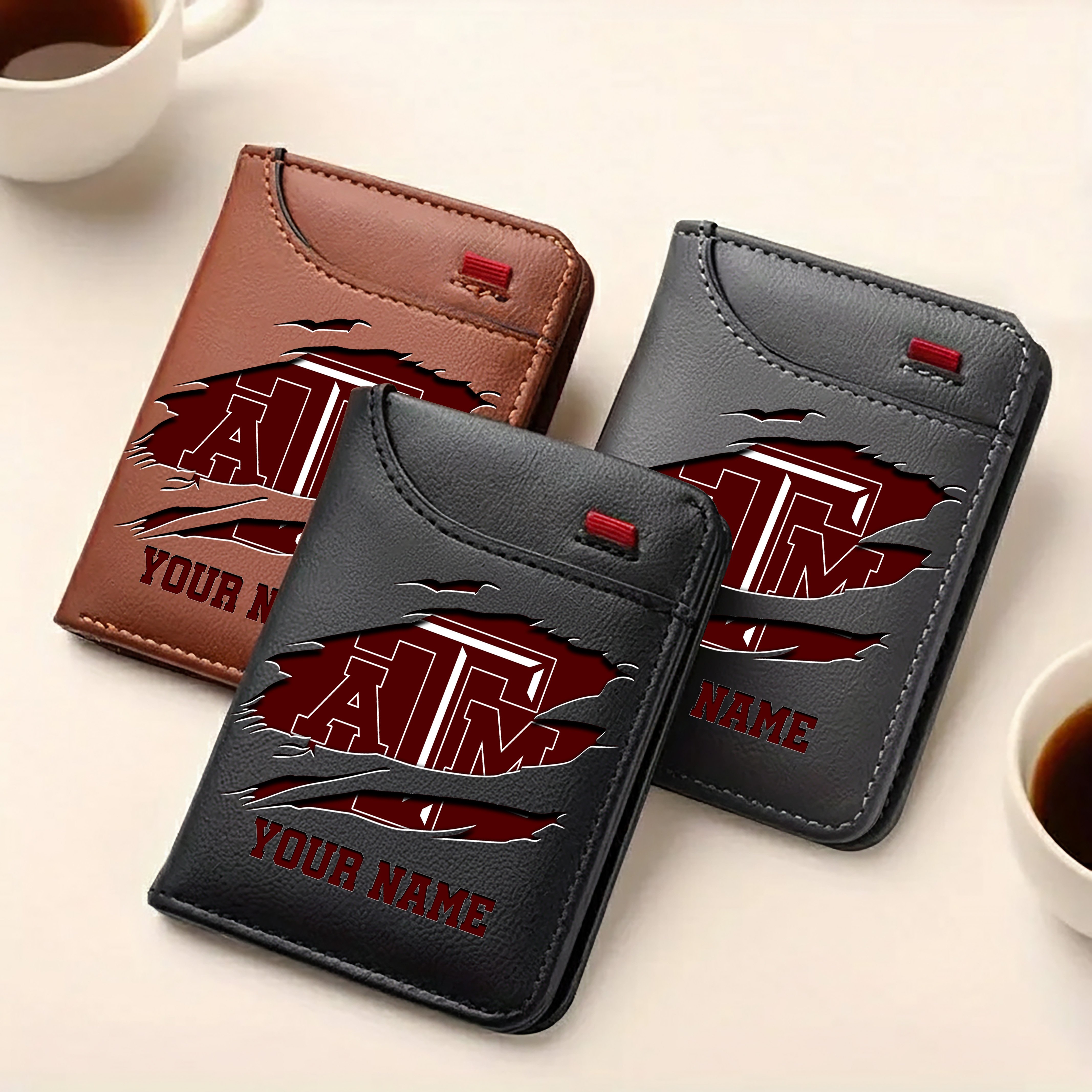 Alternative view of Texas A&M Aggies Men Wallet Custom Your Name, Football Team Men Wallet For Fans, Gifts For Football Lovers EHIVM-09253657A