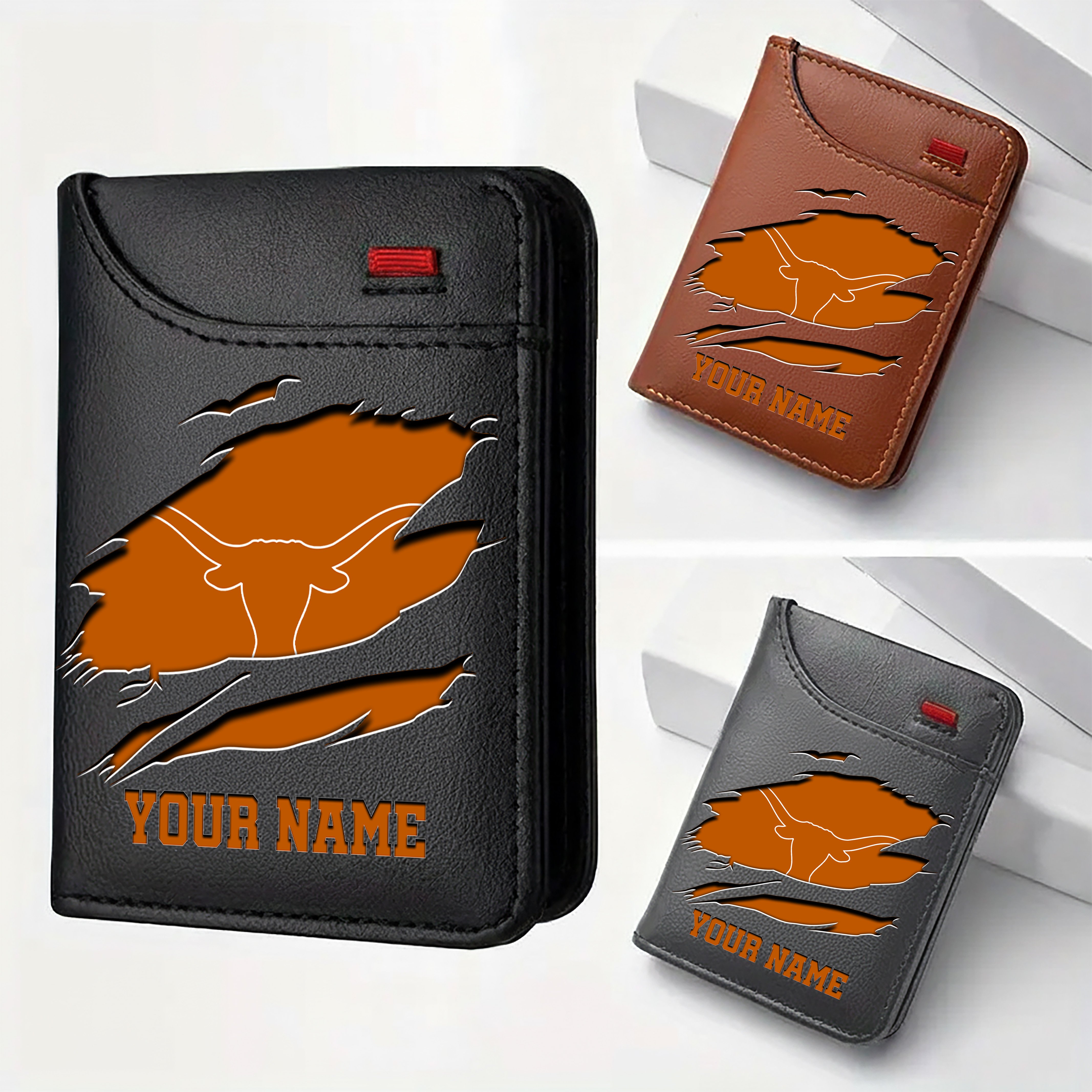 Texas Longhorns Men Wallet Custom Your Name, Football Team Men Wallet For Fans, Gifts For Football Lovers EHIVM-09253657A