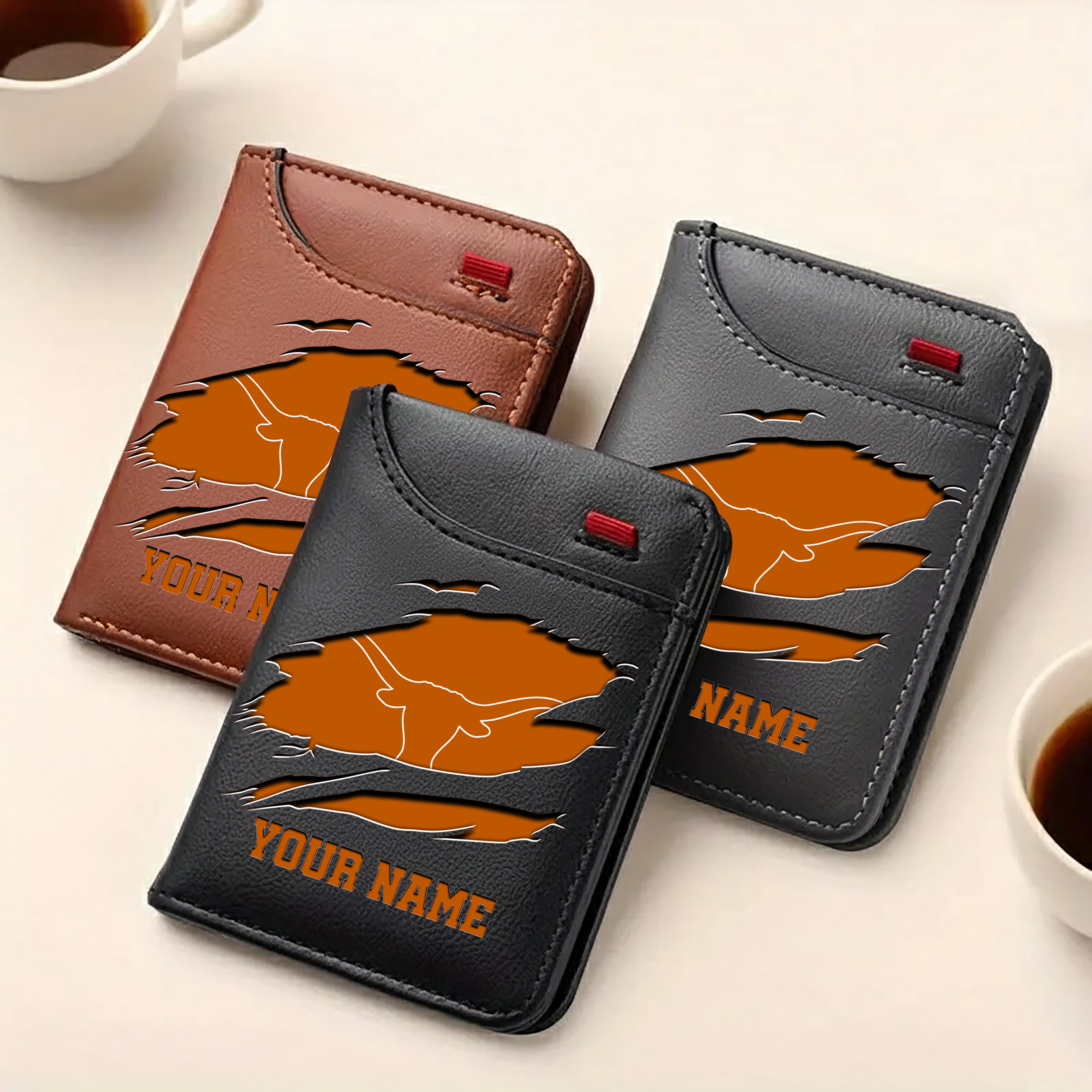 Alternative view of Texas Longhorns Men Wallet Custom Your Name, Football Team Men Wallet For Fans, Gifts For Football Lovers EHIVM-09253657A