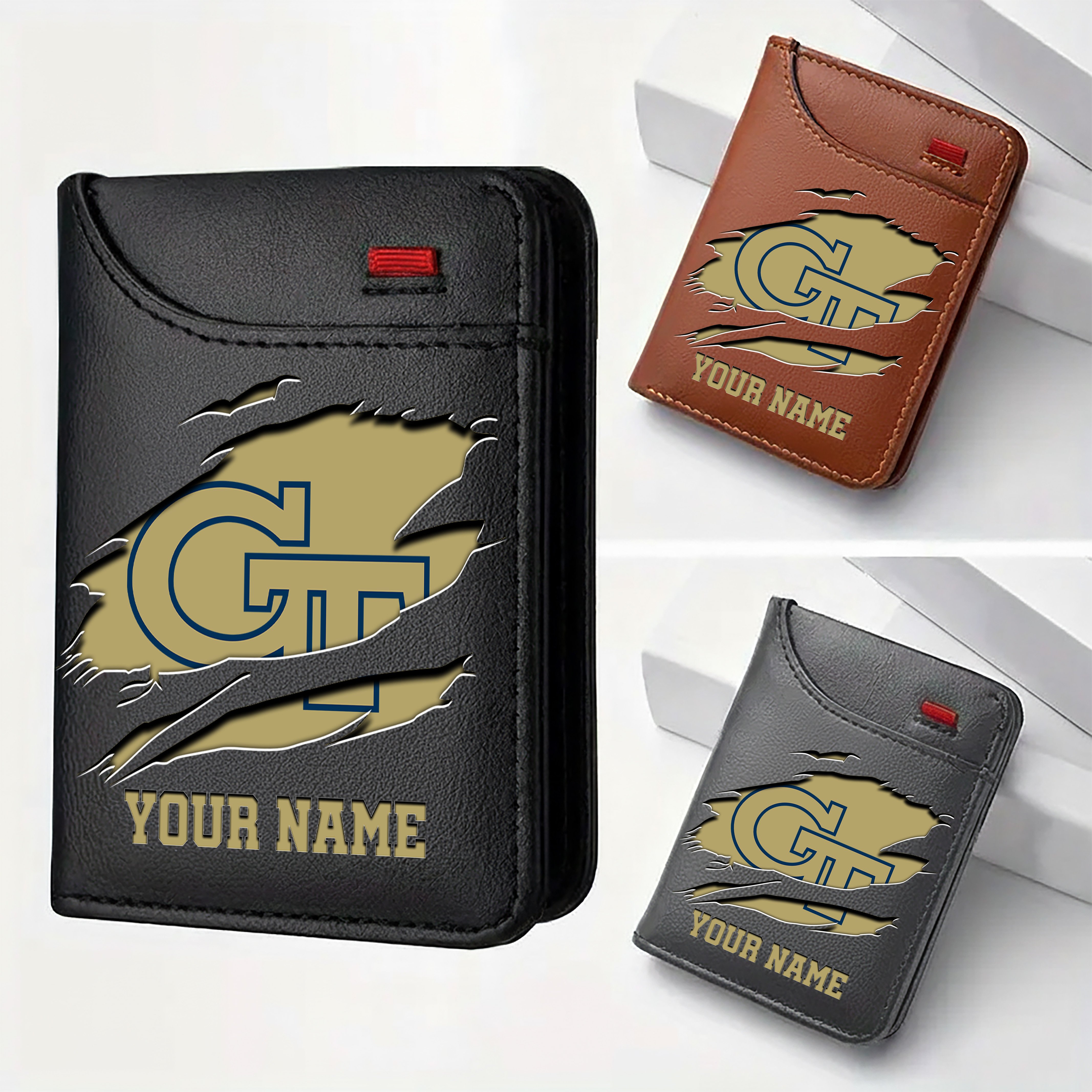 Georgia Tech Yellow Jackets Men Wallet Custom Your Name, Football Team Men Wallet For Fans, Gifts For Football Lovers EHIVM-09253657A
