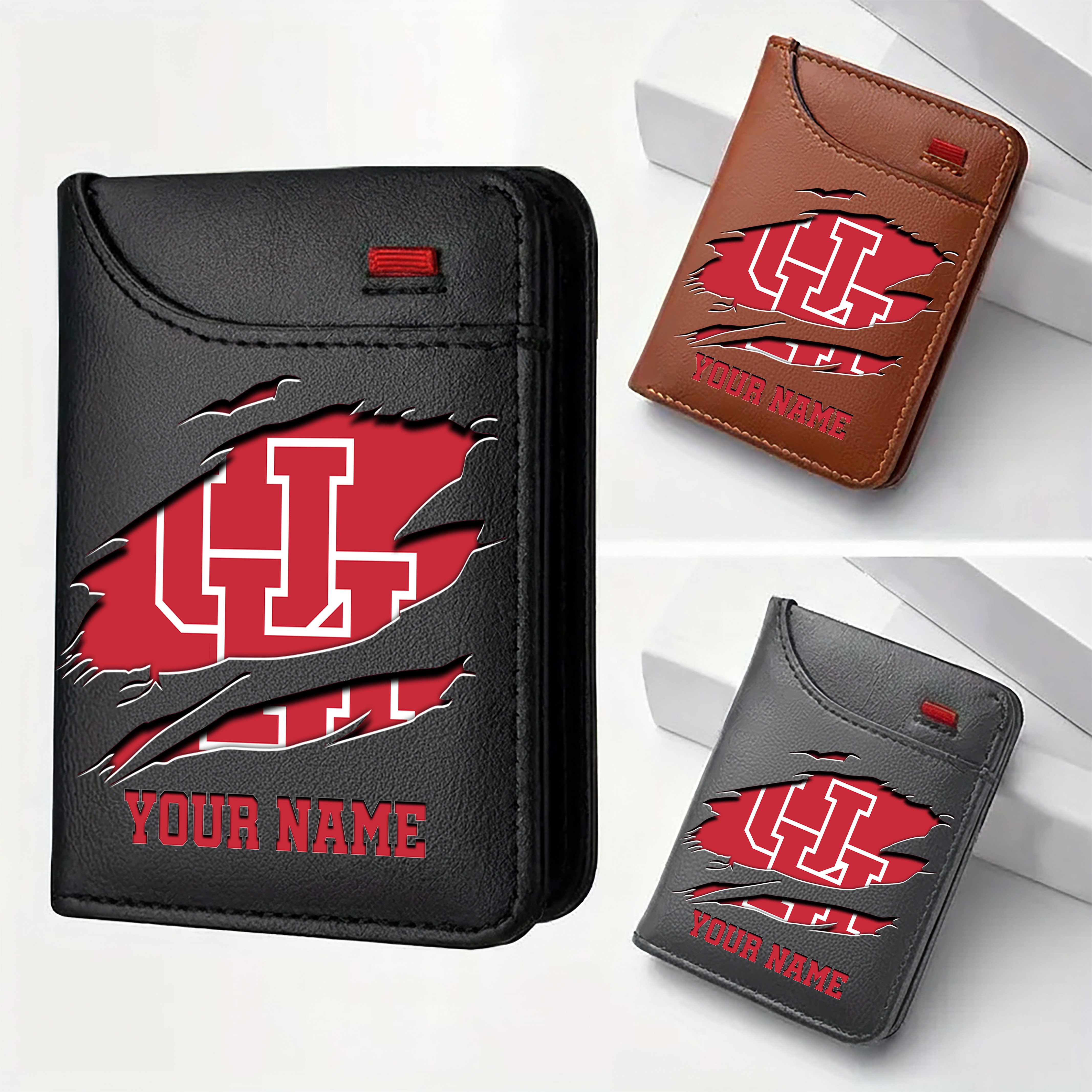 Houston Cougars Men Wallet Custom Your Name, Football Team Men Wallet For Fans, Gifts For Football Lovers EHIVM-09253657A