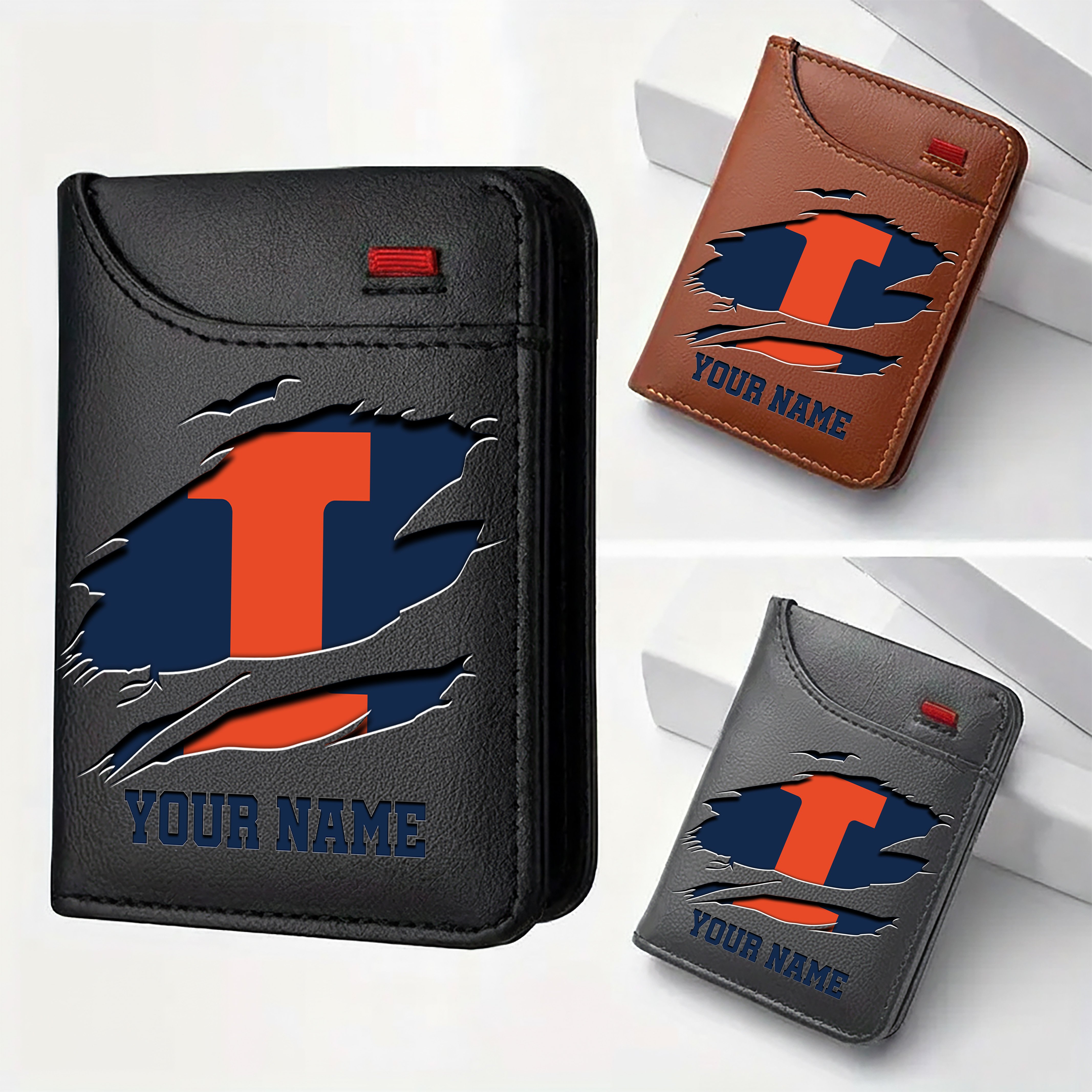 Illinois Fighting Illini Men Wallet Custom Your Name, Football Team Men Wallet For Fans, Gifts For Football Lovers EHIVM-09253657A