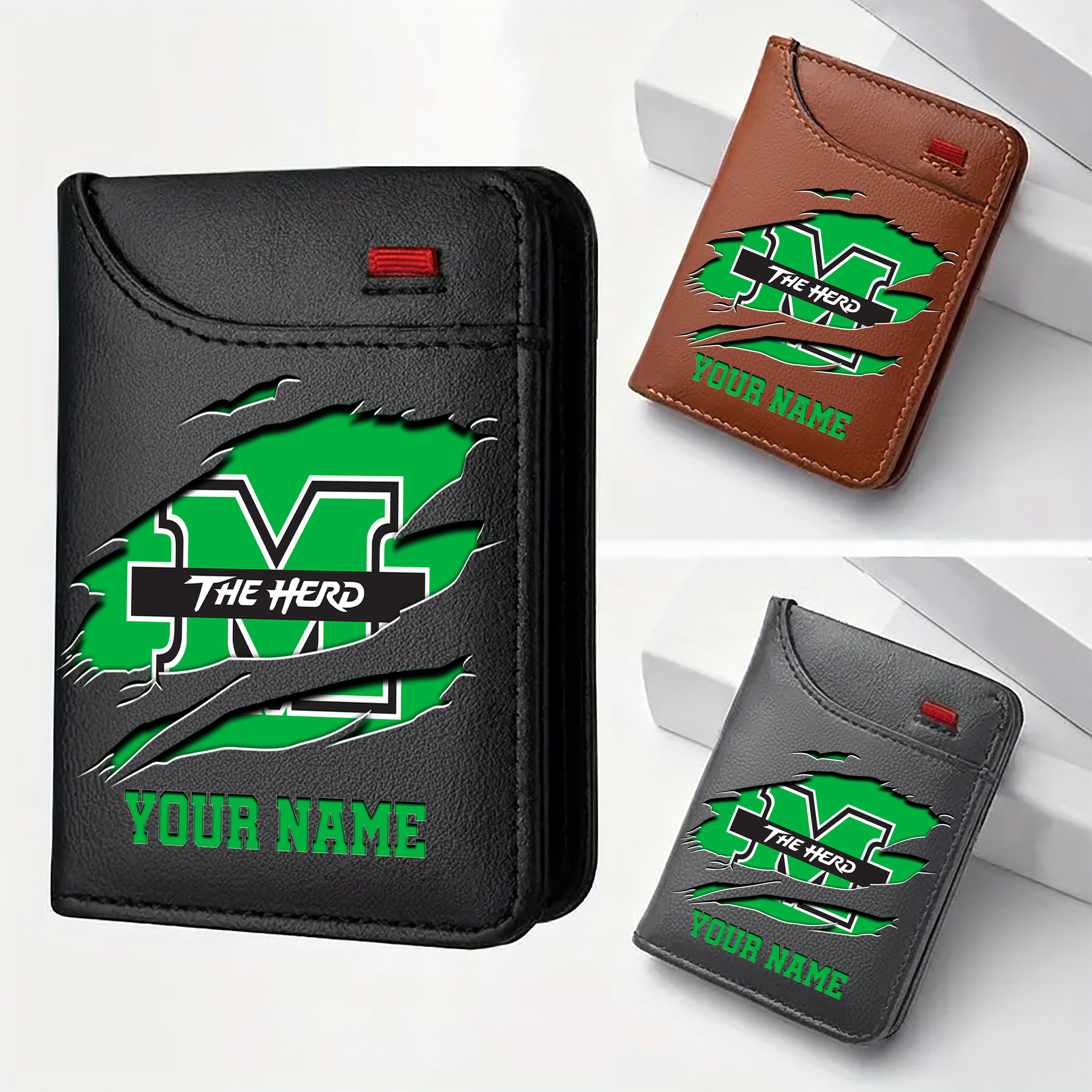 Marshall Thundering Herd Men Wallet Custom Your Name, Football Team Men Wallet For Fans, Gifts For Football Lovers EHIVM-09253657A