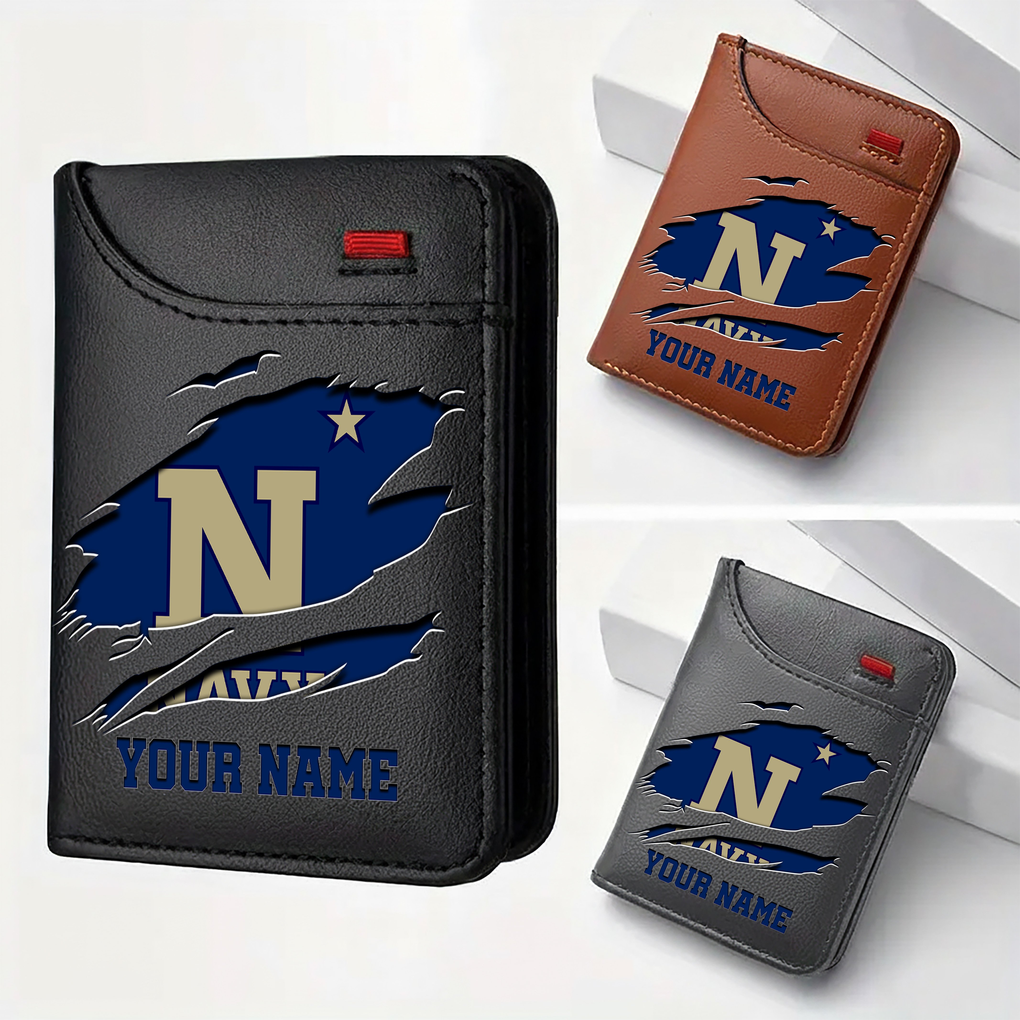 Navy Midshipmen Men Wallet Custom Your Name, Football Team Men Wallet For Fans, Gifts For Football Lovers EHIVM-09253657A