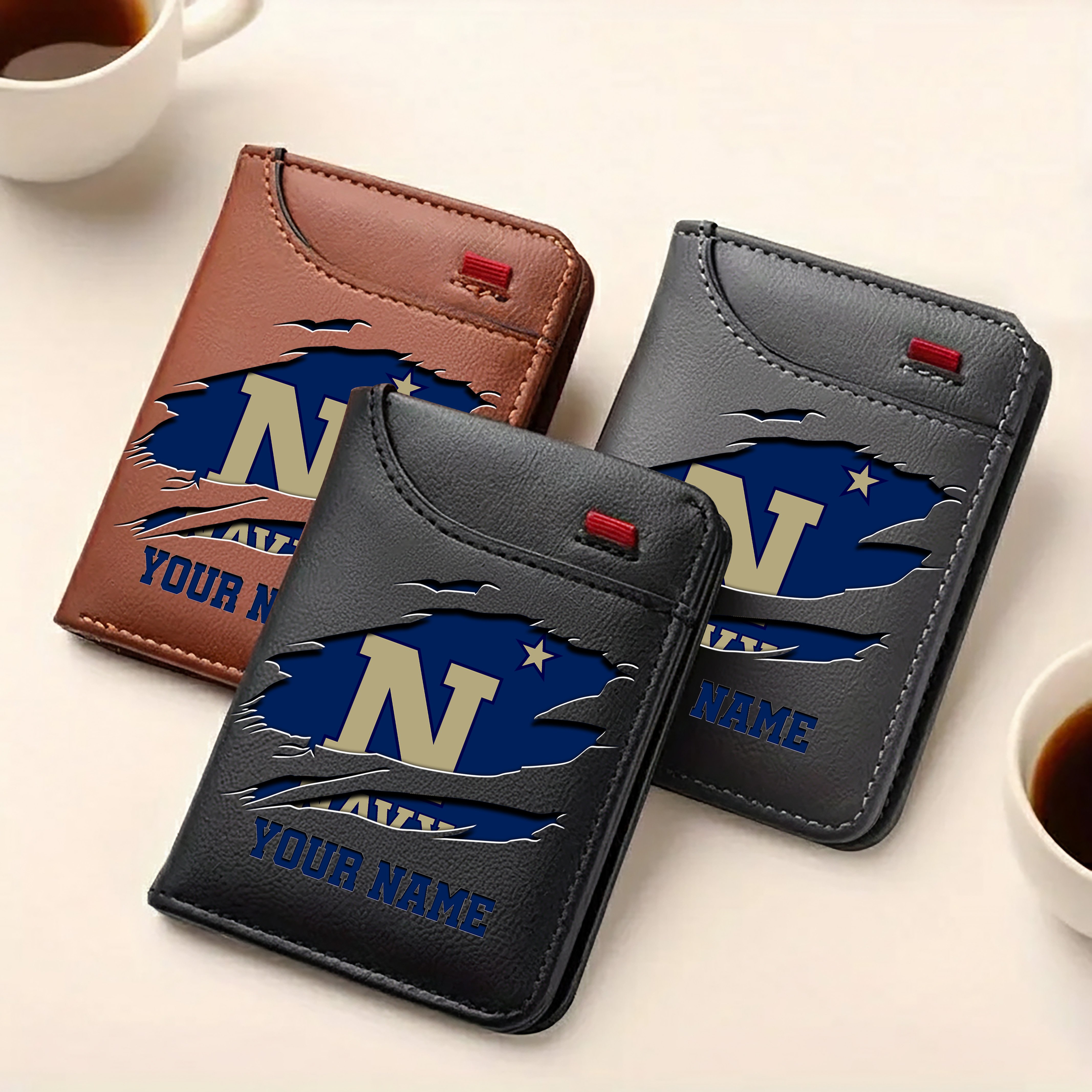 Alternative view of Navy Midshipmen Men Wallet Custom Your Name, Football Team Men Wallet For Fans, Gifts For Football Lovers EHIVM-09253657A