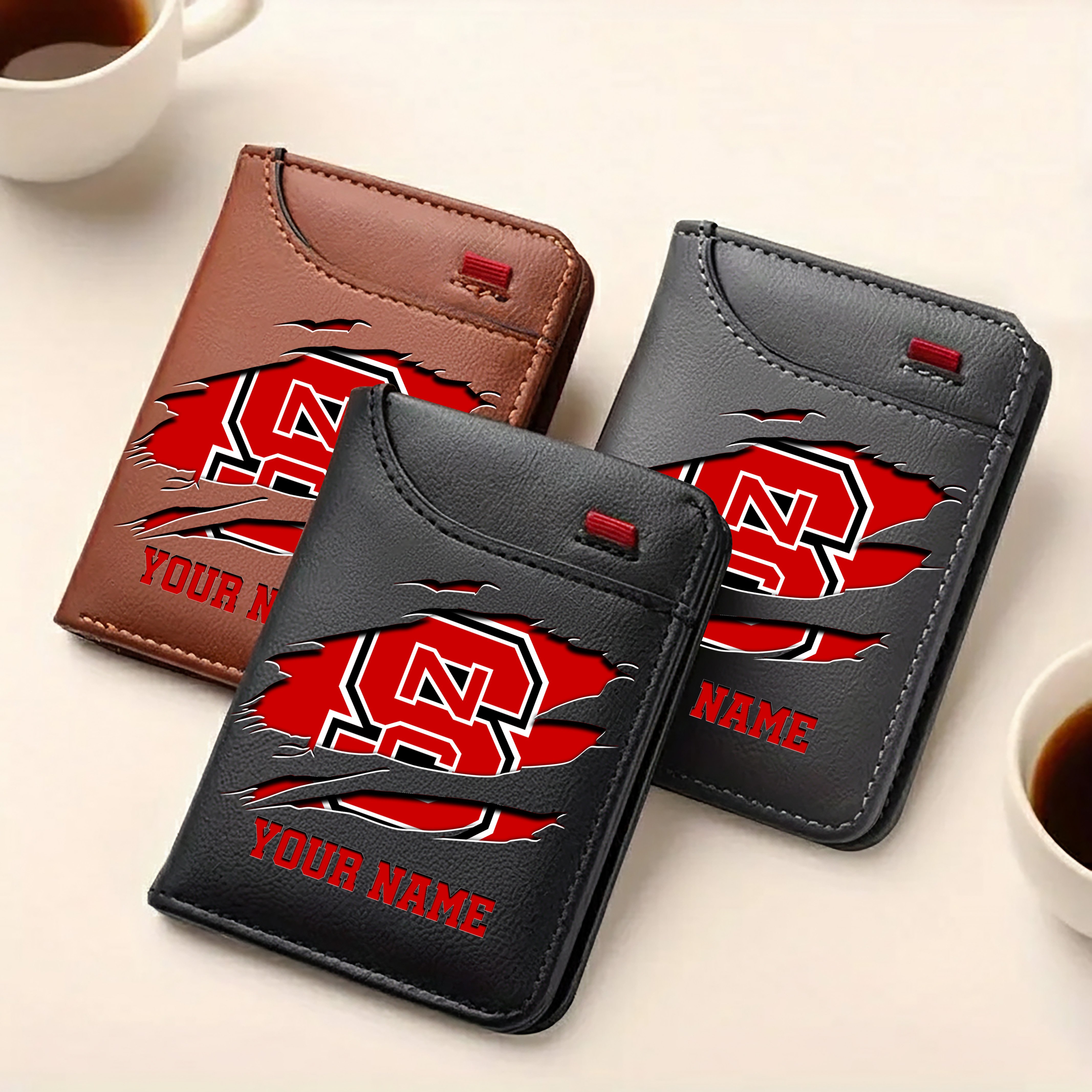 Alternative view of NC State Wolfpack Men Wallet Custom Your Name, Football Team Men Wallet For Fans, Gifts For Football Lovers EHIVM-09253657A