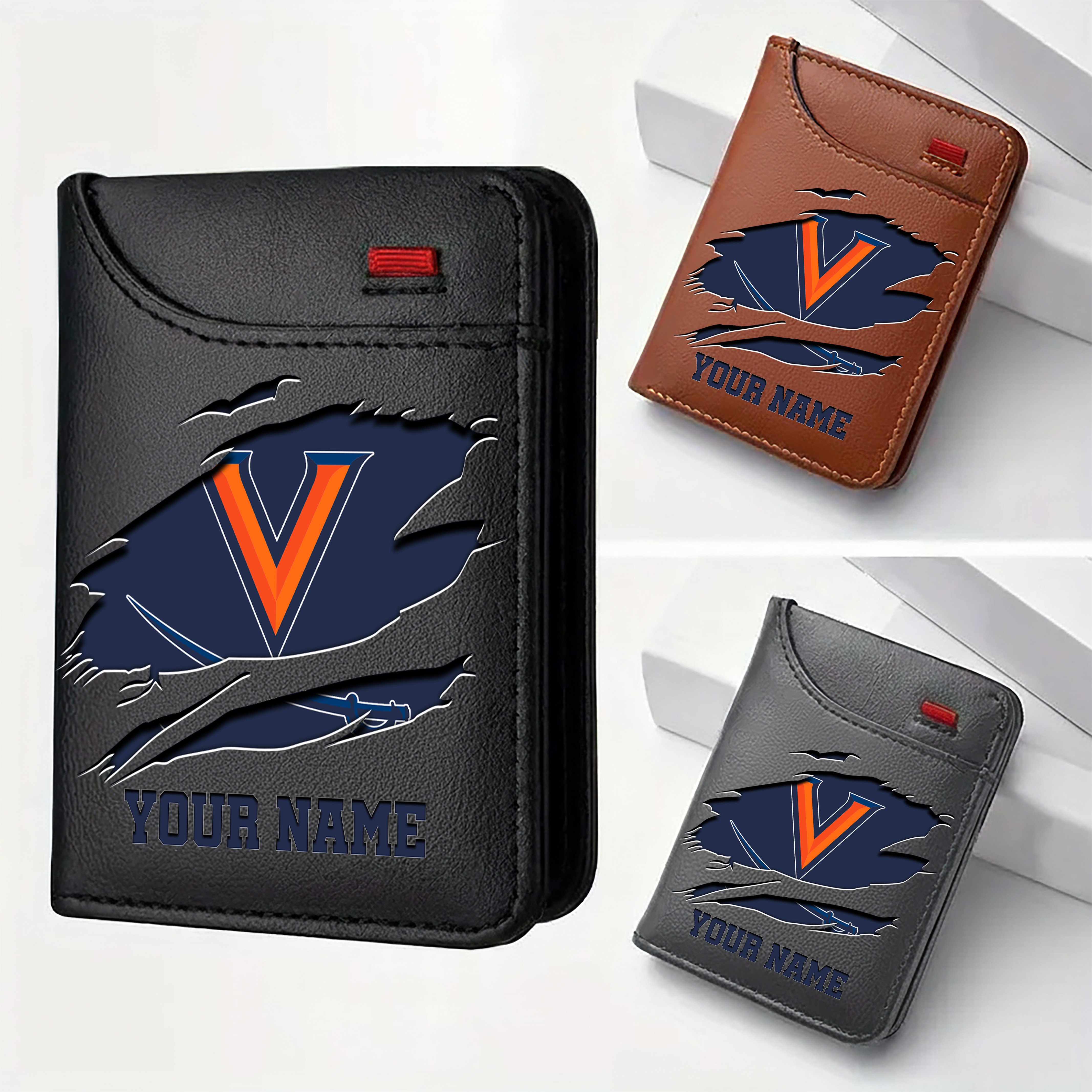 Virginia Cavaliers Men Wallet Custom Your Name, Football Team Men Wallet For Fans, Gifts For Football Lovers EHIVM-09253657A