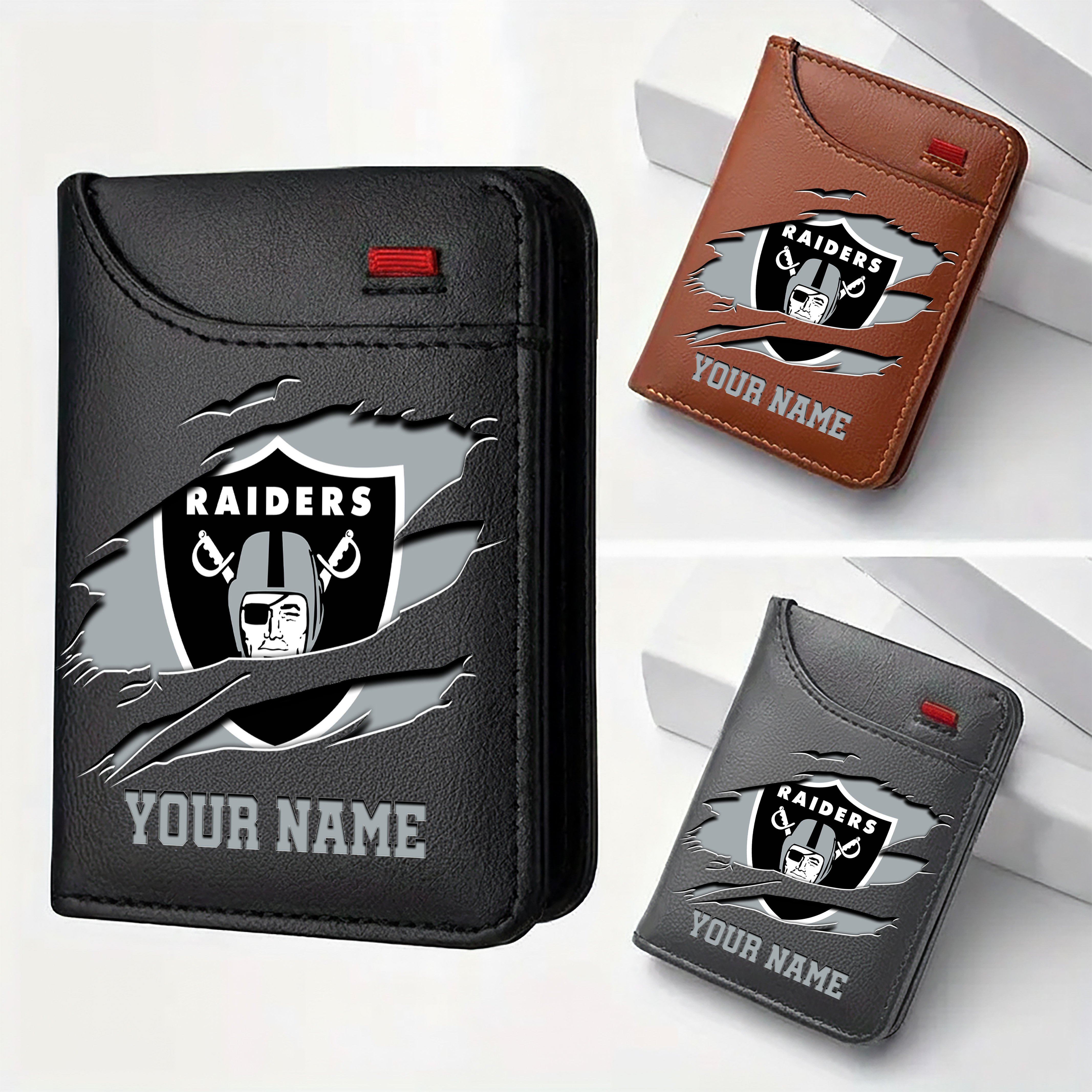 Las Vegas Raiders Men Wallet Custom Your Name, Football Team Men Wallet For Fans, Gifts For Football Lovers EHIVM-11194522N