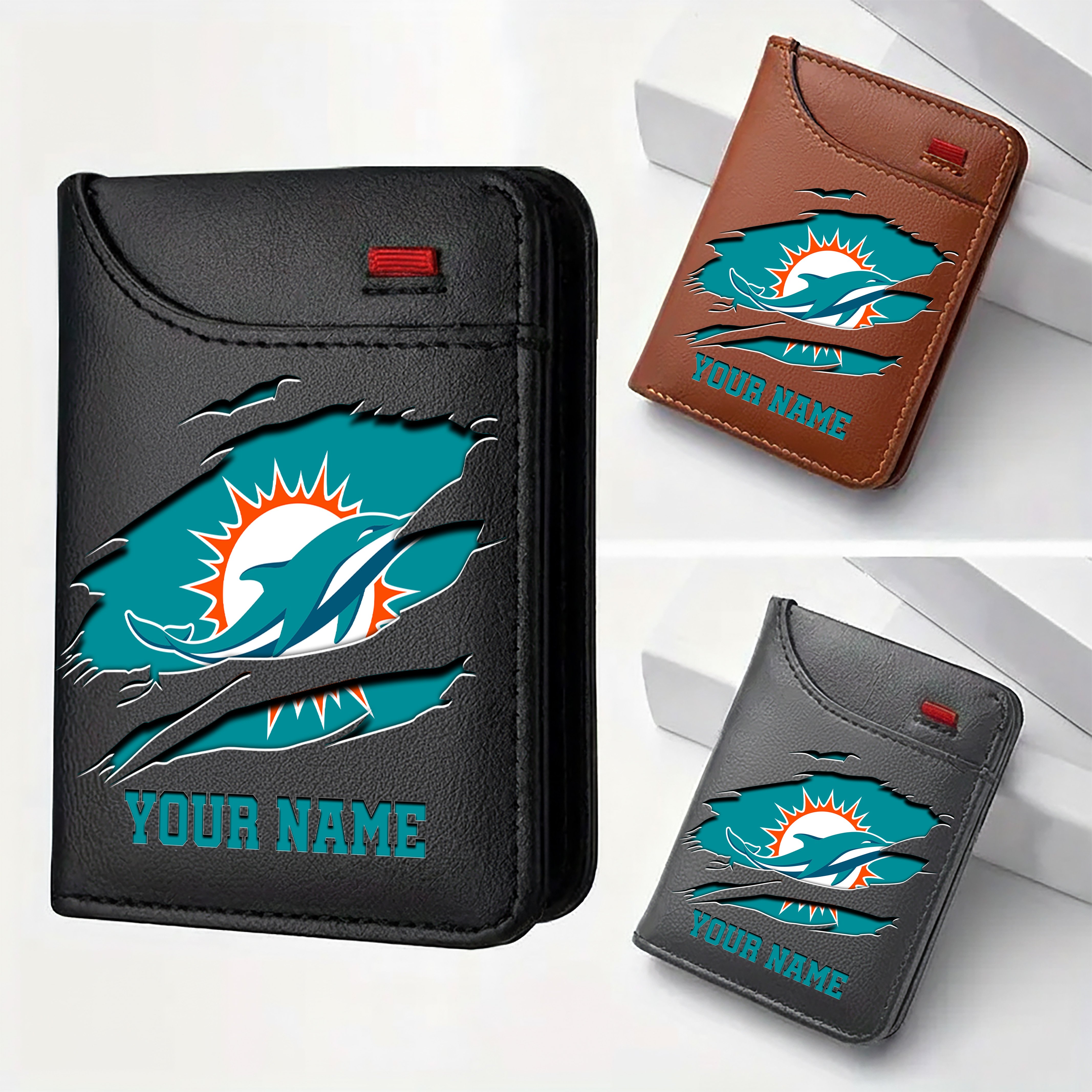 Miami Dolphins Men Wallet Custom Your Name, Football Team Men Wallet For Fans, Gifts For Football Lovers EHIVM-11194522N