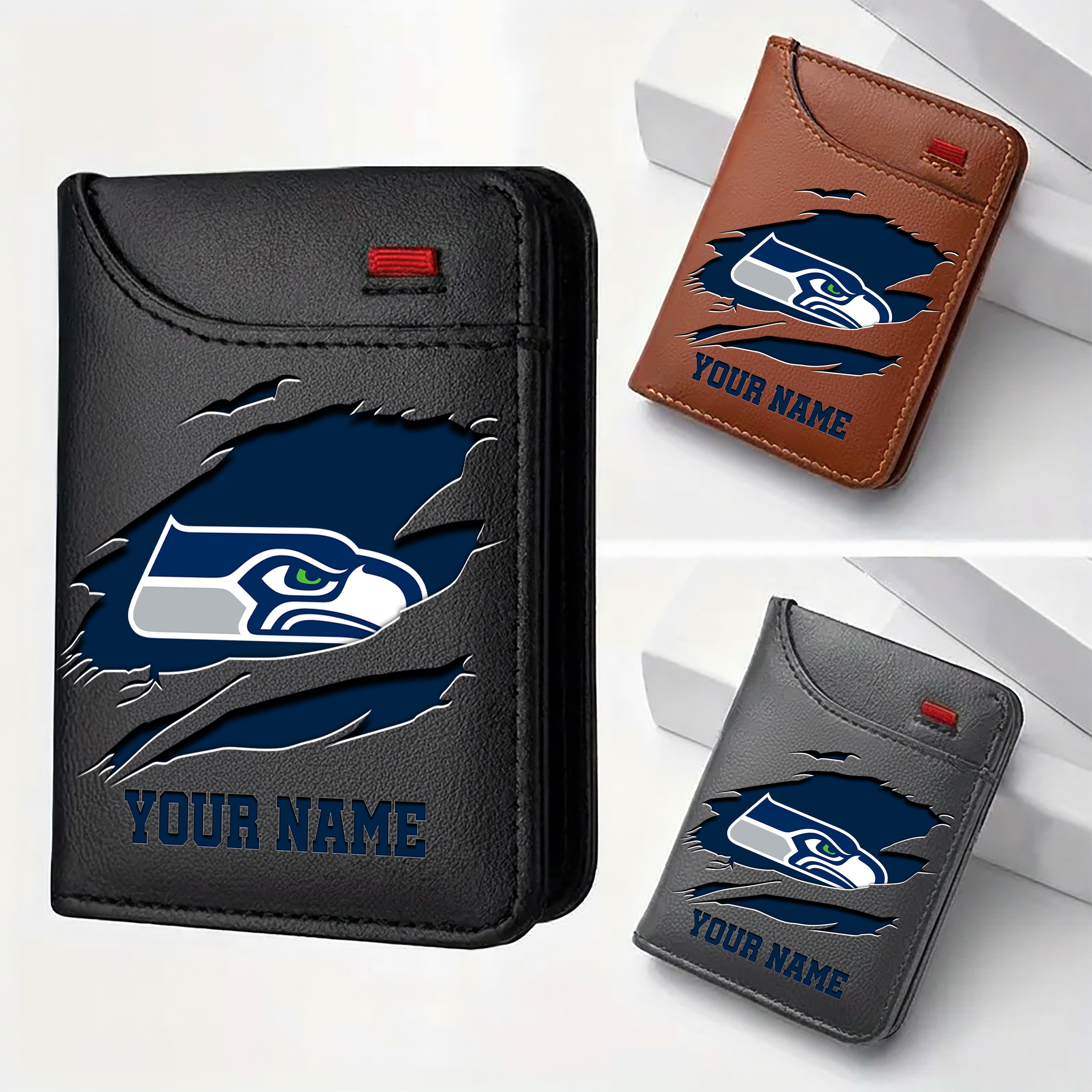 Seattle Seahawks Men Wallet Custom Your Name, Football Team Men Wallet For Fans, Gifts For Football Lovers EHIVM-11194522N
