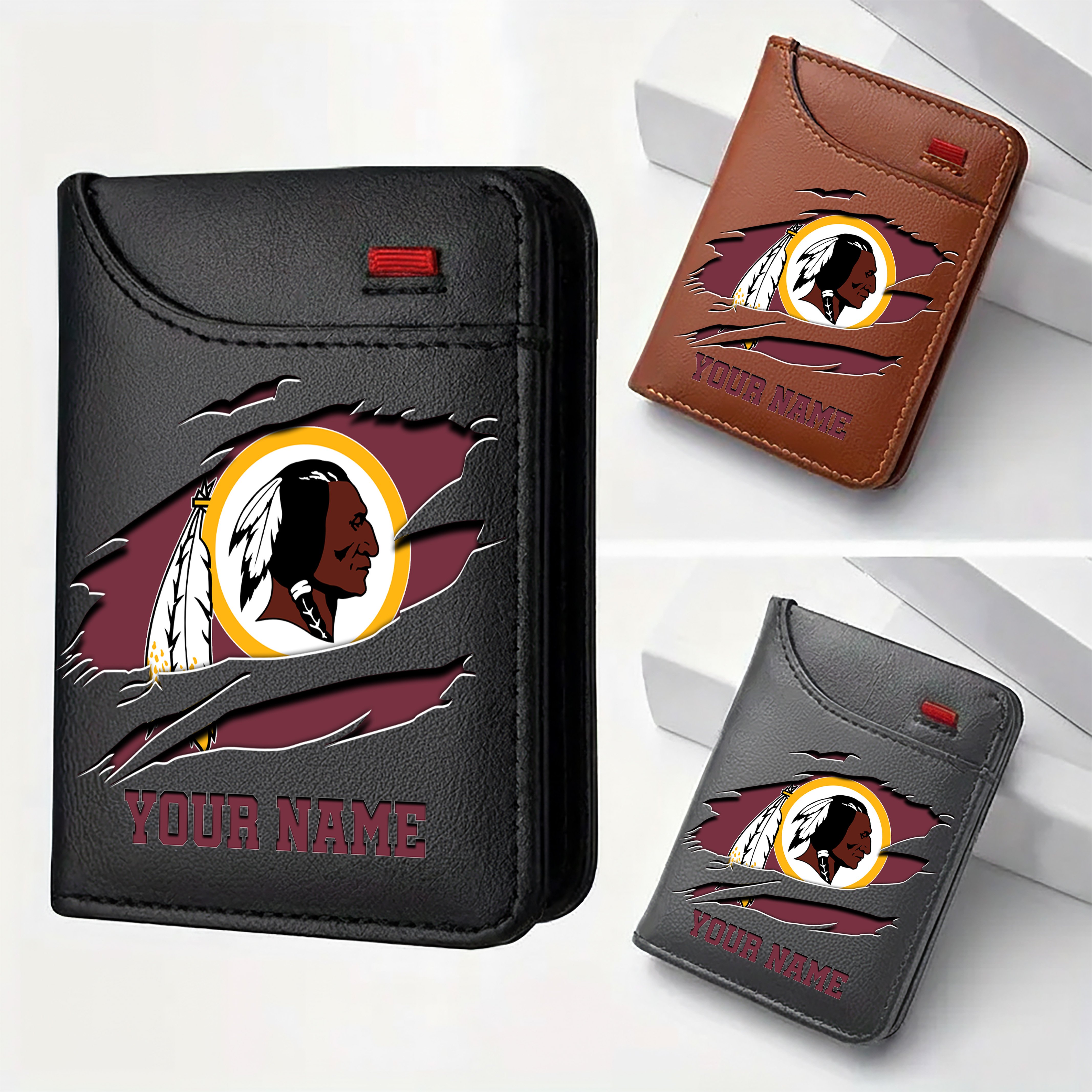 Washington Redskins Men Wallet Custom Your Name, Football Team Men Wallet For Fans, Gifts For Football Lovers EHIVM-11194522N