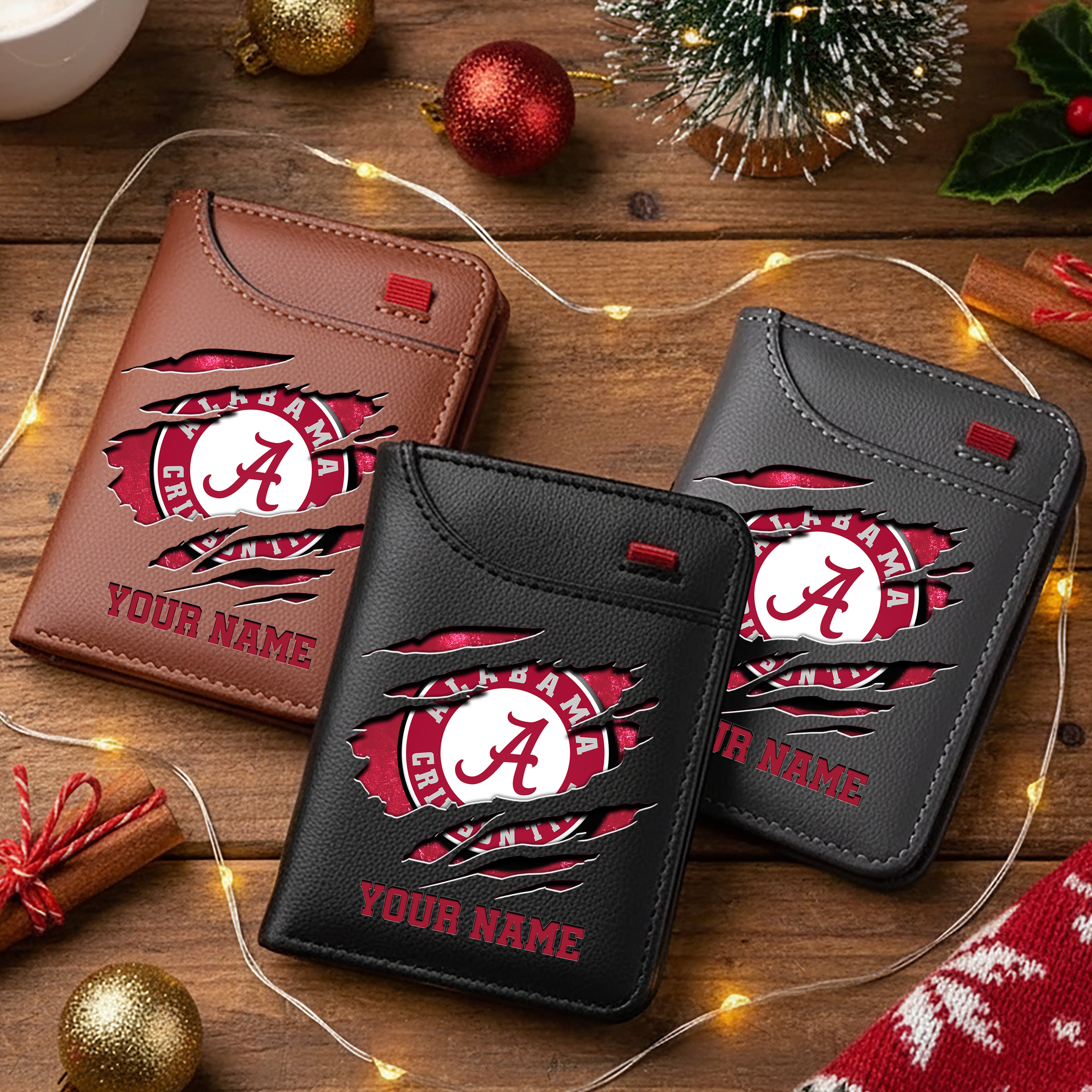 Alabama Crimson Tide Men Wallet Custom Your Name, Football Team Men Wallet For Fans, Gifts For Football Lovers EHIVM-11194526A