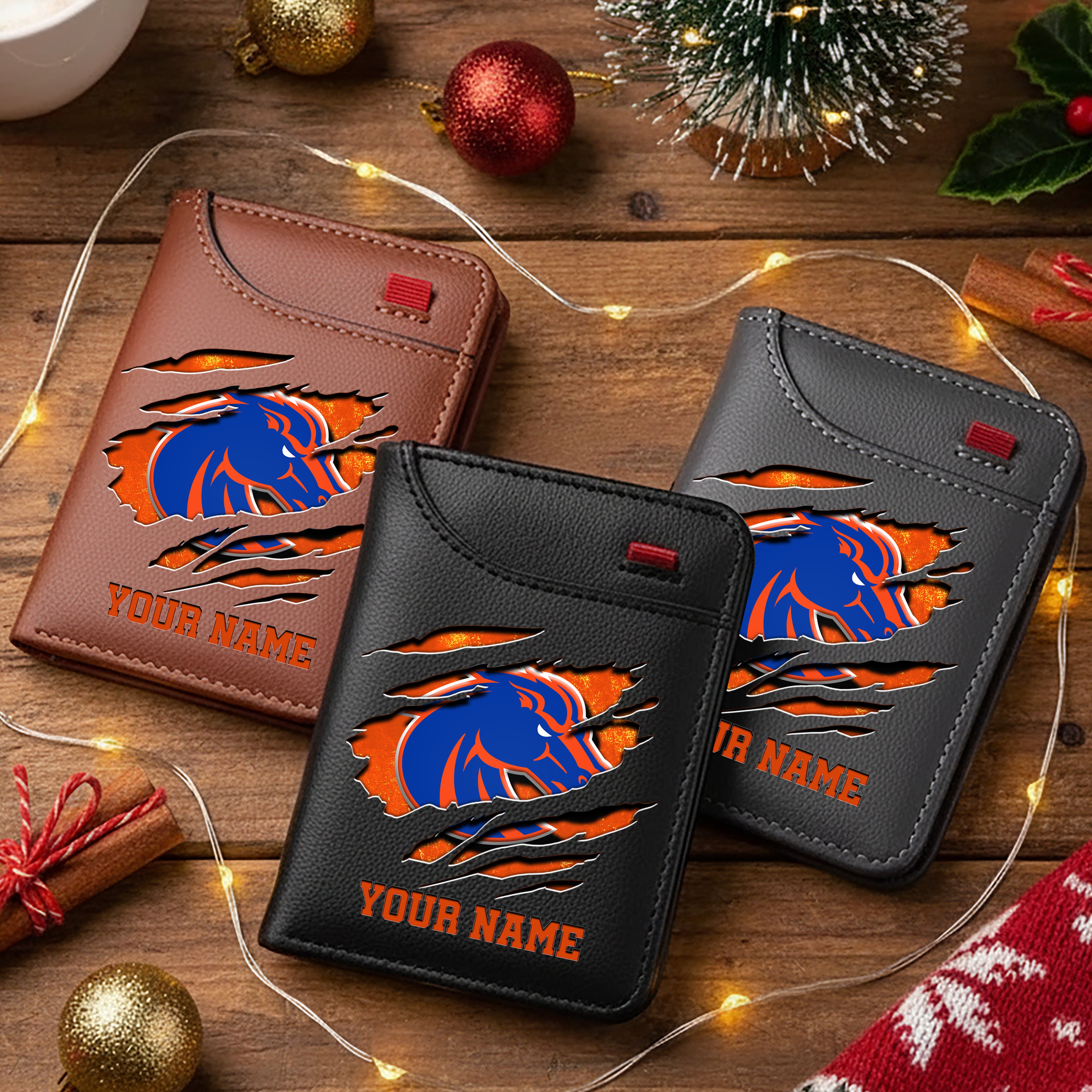 Boise State Broncos Men Wallet Custom Your Name, Football Team Men Wallet For Fans, Gifts For Football Lovers EHIVM-11194526A
