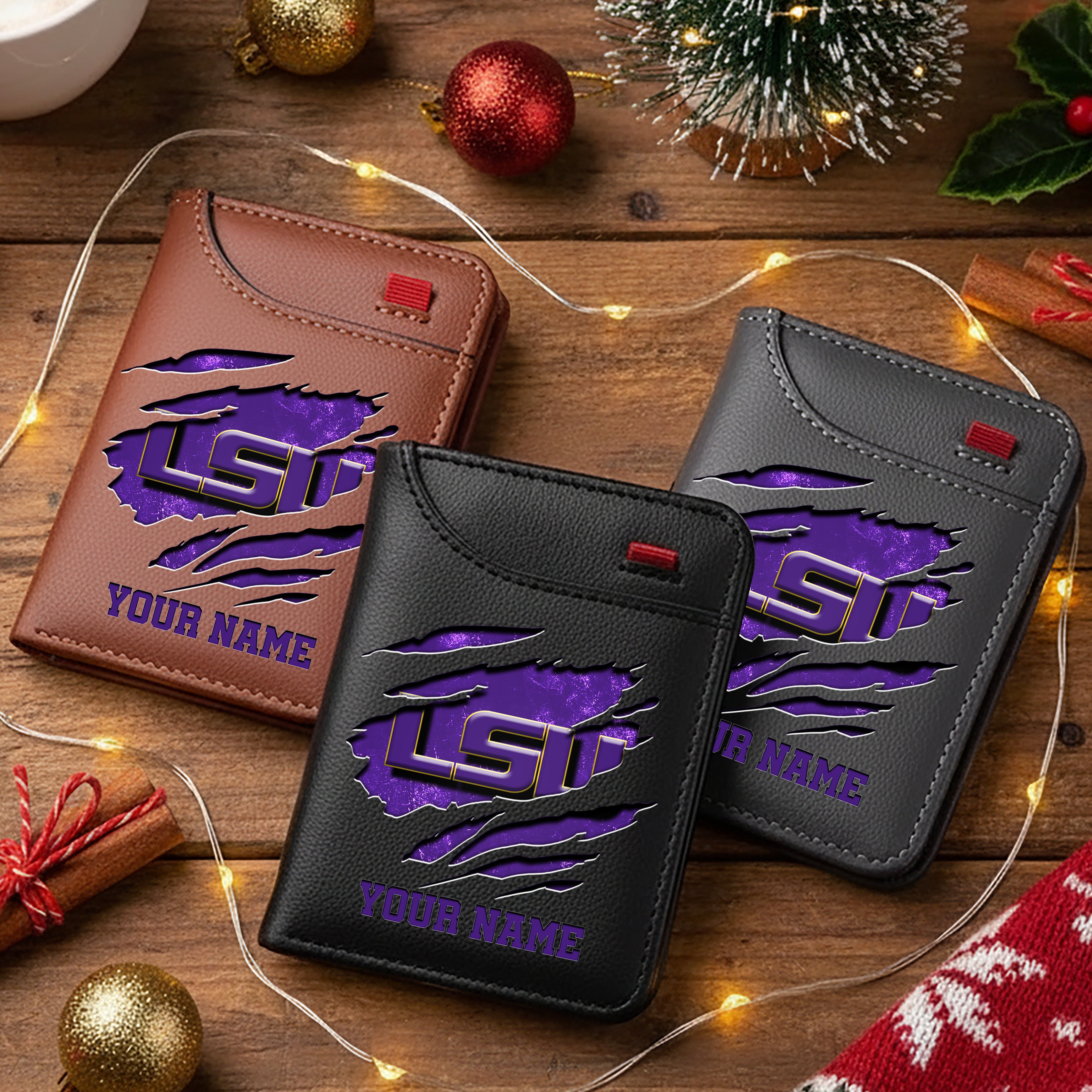 LSU TIGERS Men Wallet Custom Your Name, Football Team Men Wallet For Fans, Gifts For Football Lovers EHIVM-11194526A