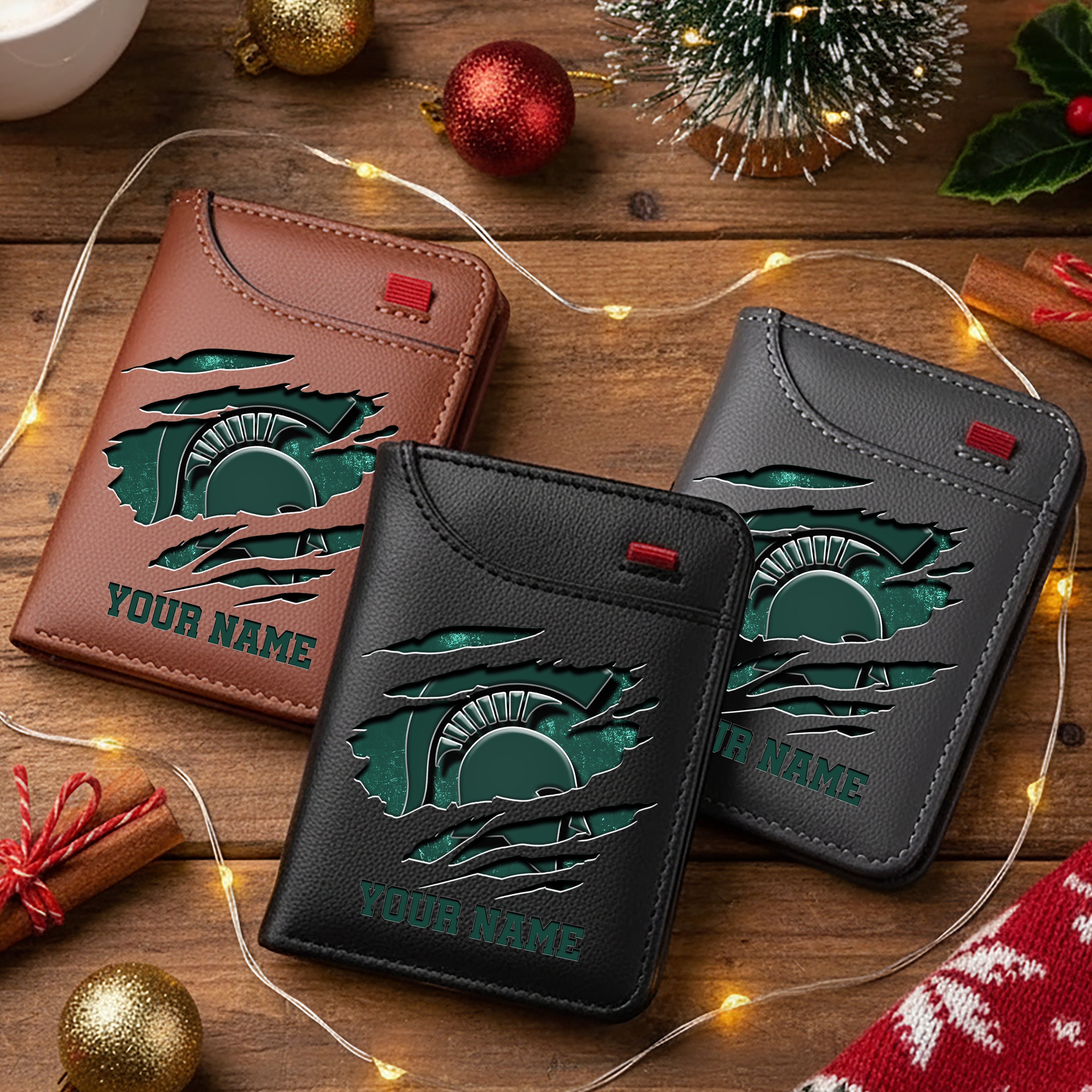 Michigan State Spartans Men Wallet Custom Your Name, Football Team Men Wallet For Fans, Gifts For Football Lovers EHIVM-11194526A
