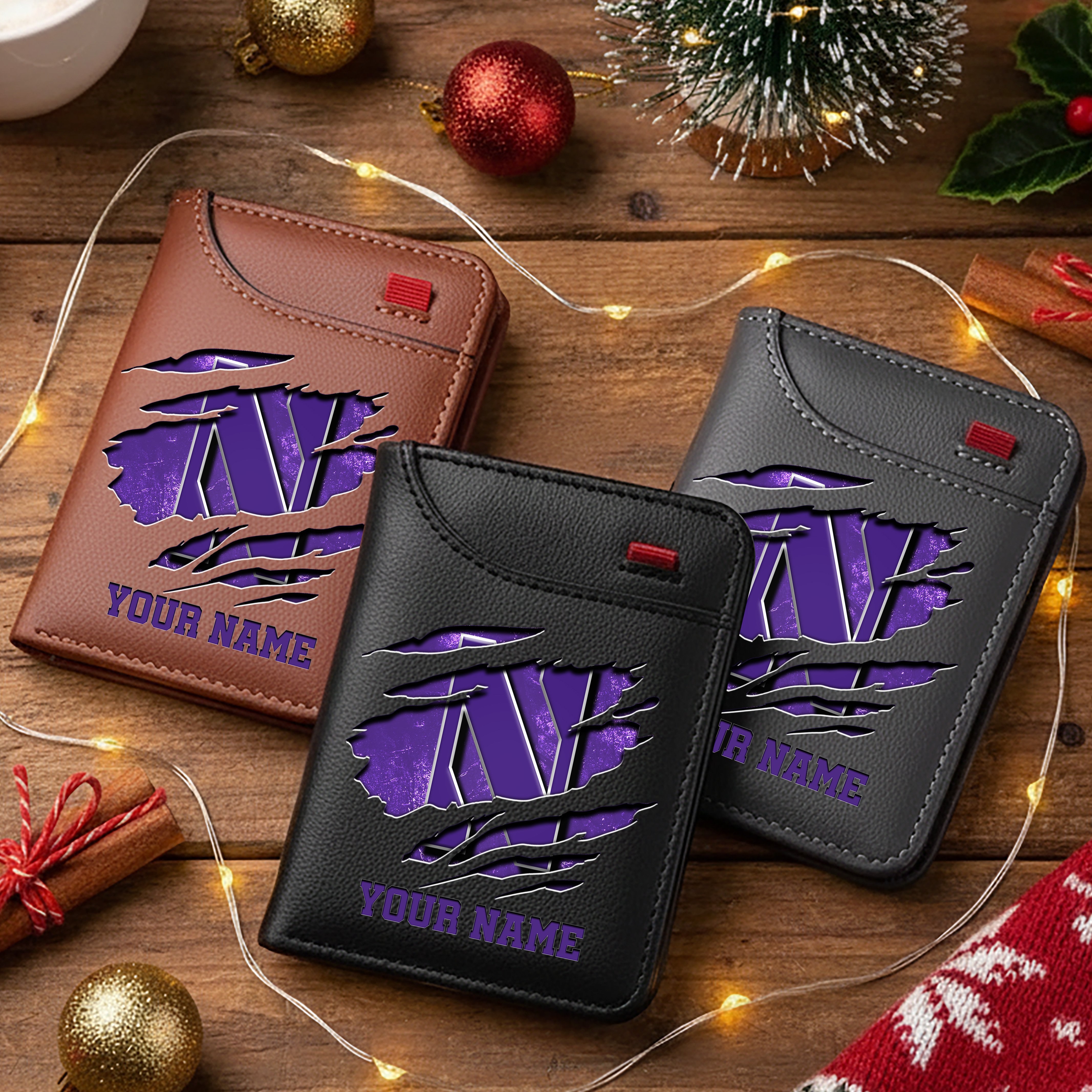 Northwestern Wildcats Men Wallet Custom Your Name, Football Team Men Wallet For Fans, Gifts For Football Lovers EHIVM-11194526A