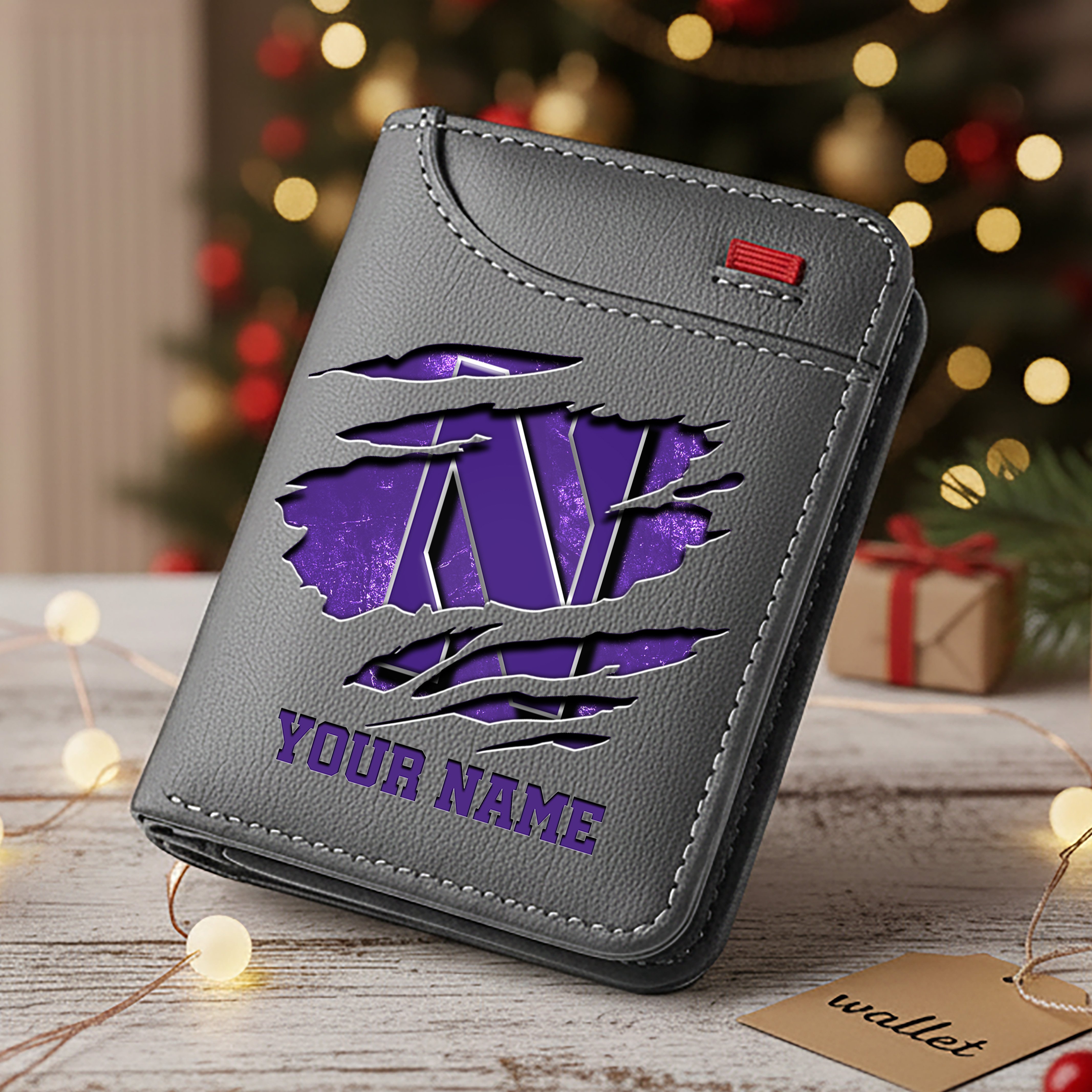 Alternative view of Northwestern Wildcats Men Wallet Custom Your Name, Football Team Men Wallet For Fans, Gifts For Football Lovers EHIVM-11194526A
