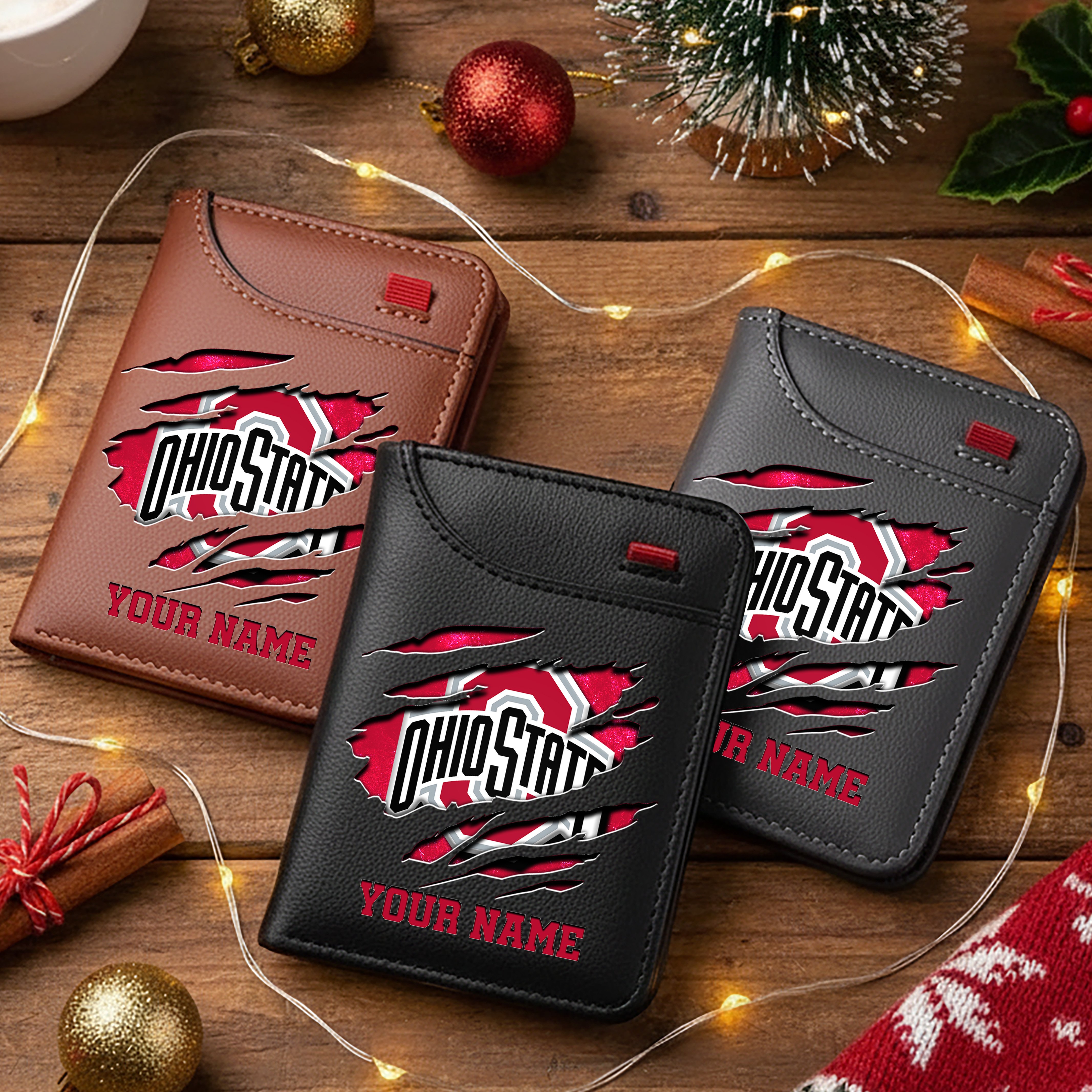 Ohio State Buckeyes Men Wallet Custom Your Name, Football Team Men Wallet For Fans, Gifts For Football Lovers EHIVM-11194526A