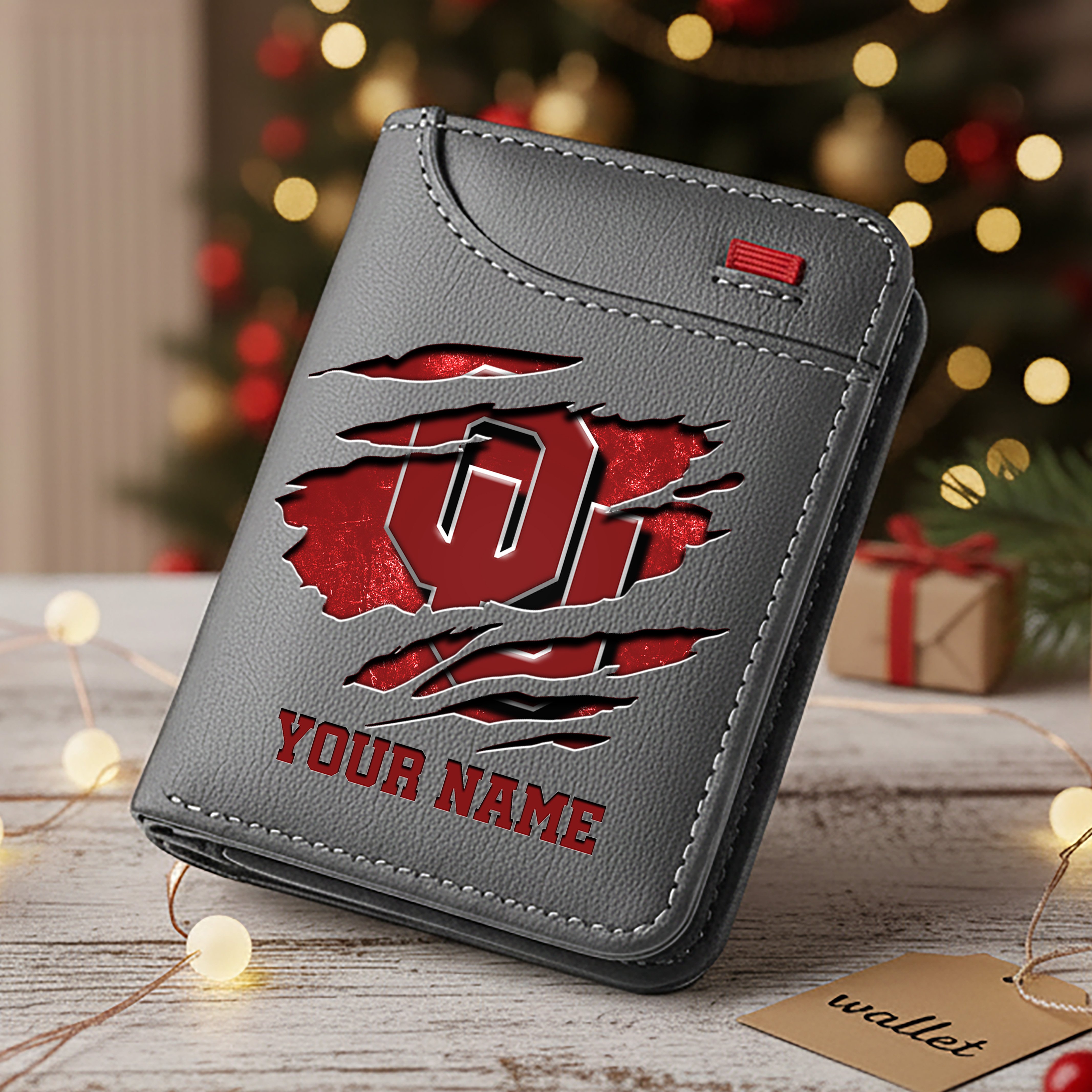 Alternative view of Oklahoma Sooners Men Wallet Custom Your Name, Football Team Men Wallet For Fans, Gifts For Football Lovers EHIVM-11194526A
