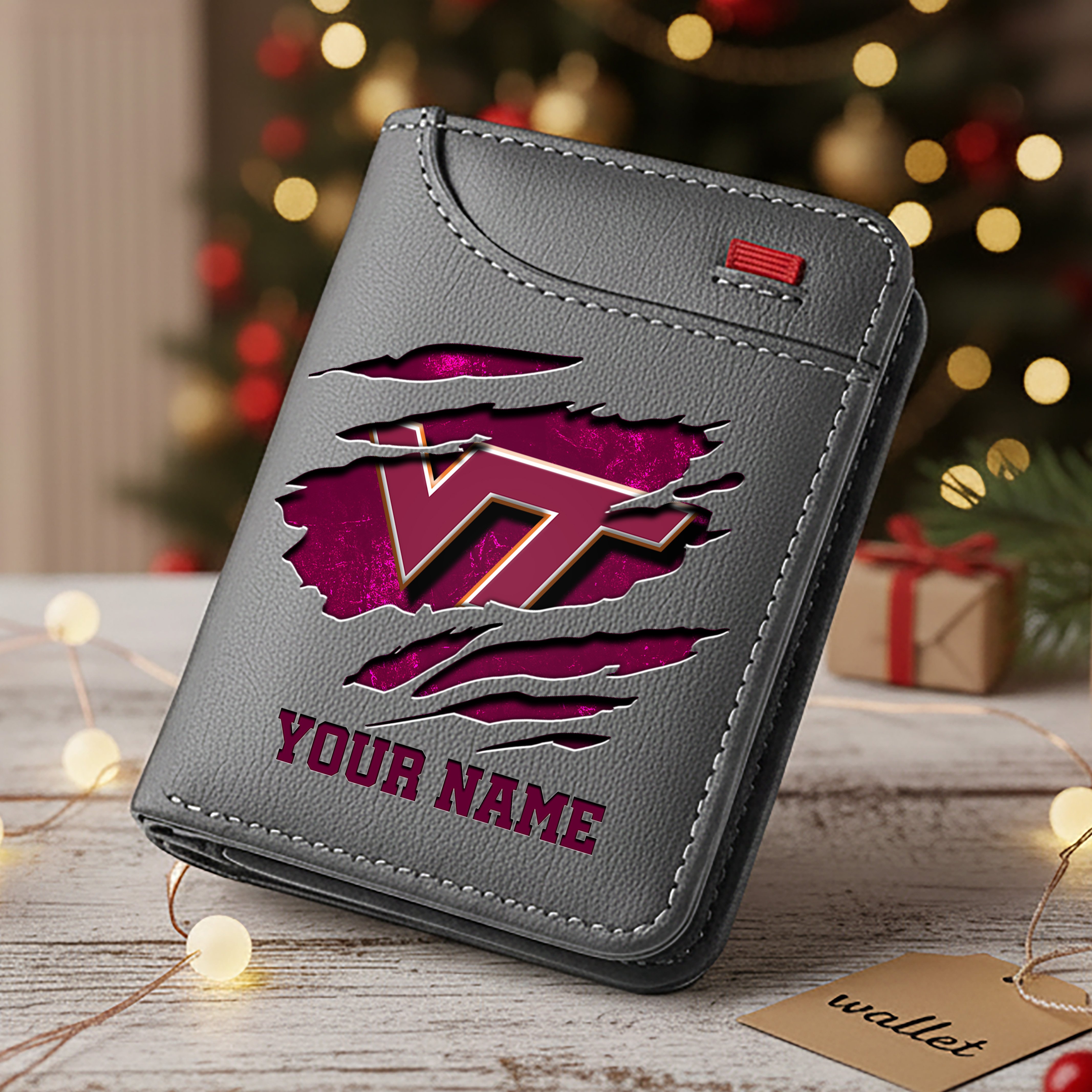 Alternative view of Virginia Tech Hokies Men Wallet Custom Your Name, Football Team Men Wallet For Fans, Gifts For Football Lovers EHIVM-11194526A