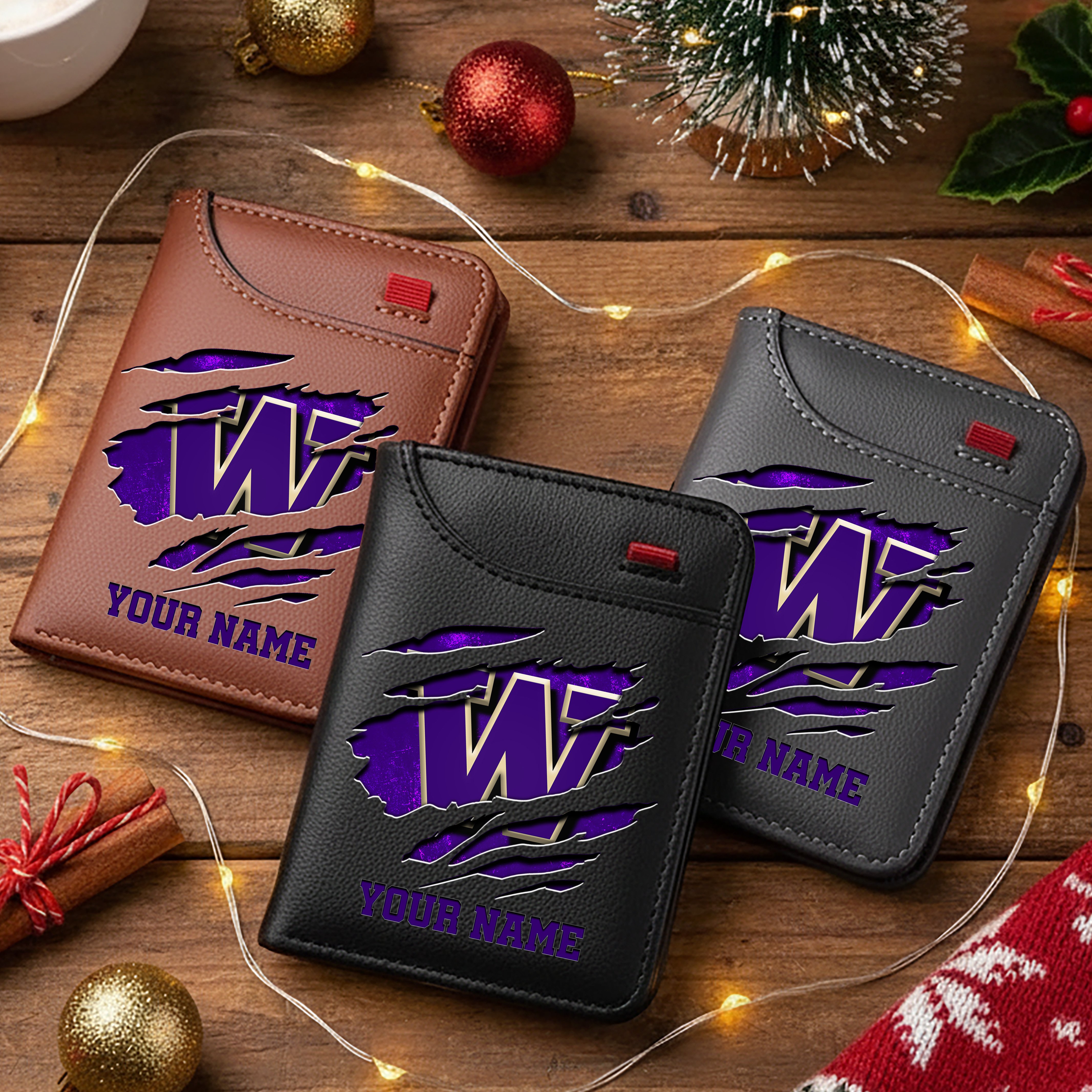 Washington Huskies Men Wallet Custom Your Name, Football Team Men Wallet For Fans, Gifts For Football Lovers EHIVM-11194526A