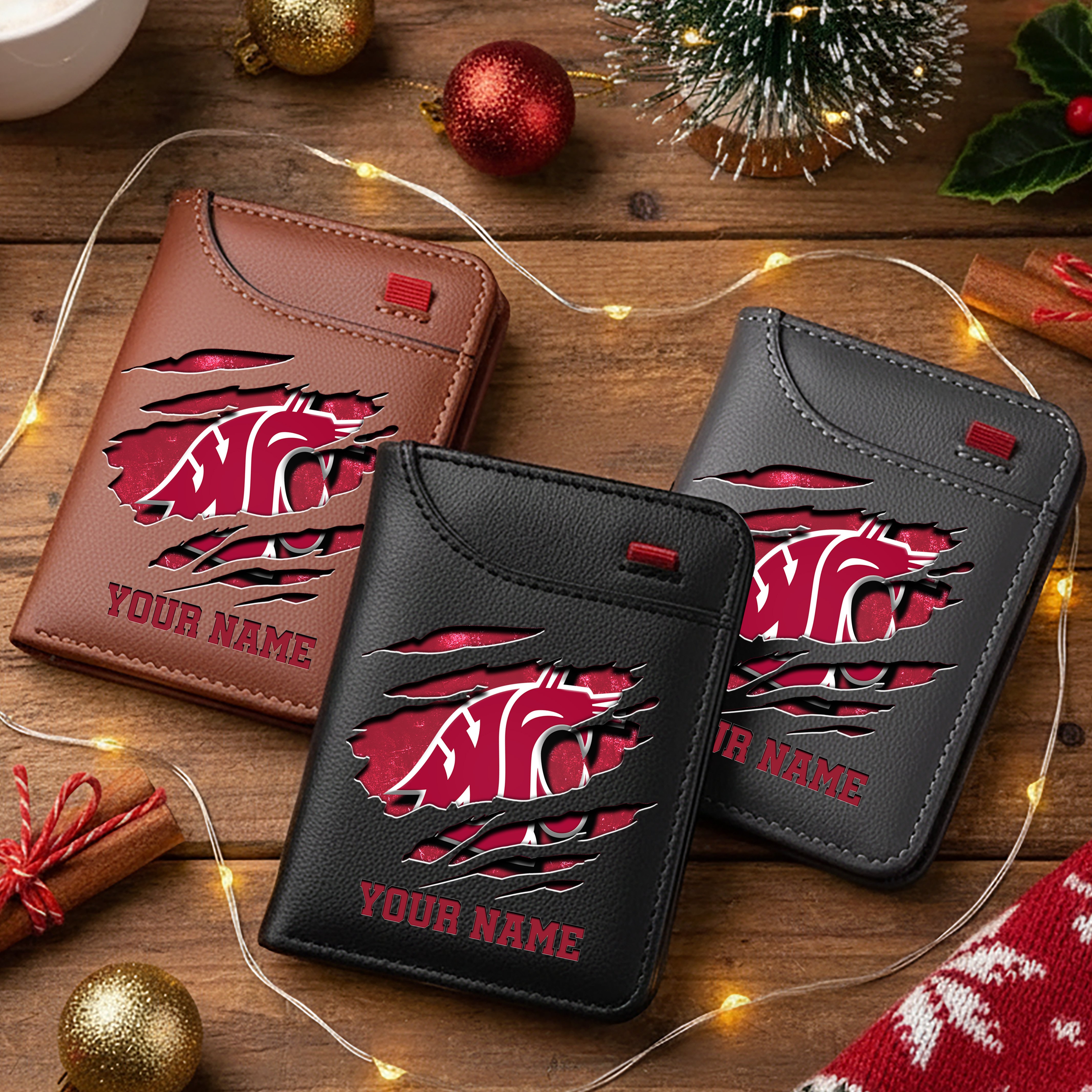 Washington State Cougars Men Wallet Custom Your Name, Football Team Men Wallet For Fans, Gifts For Football Lovers EHIVM-11194526A