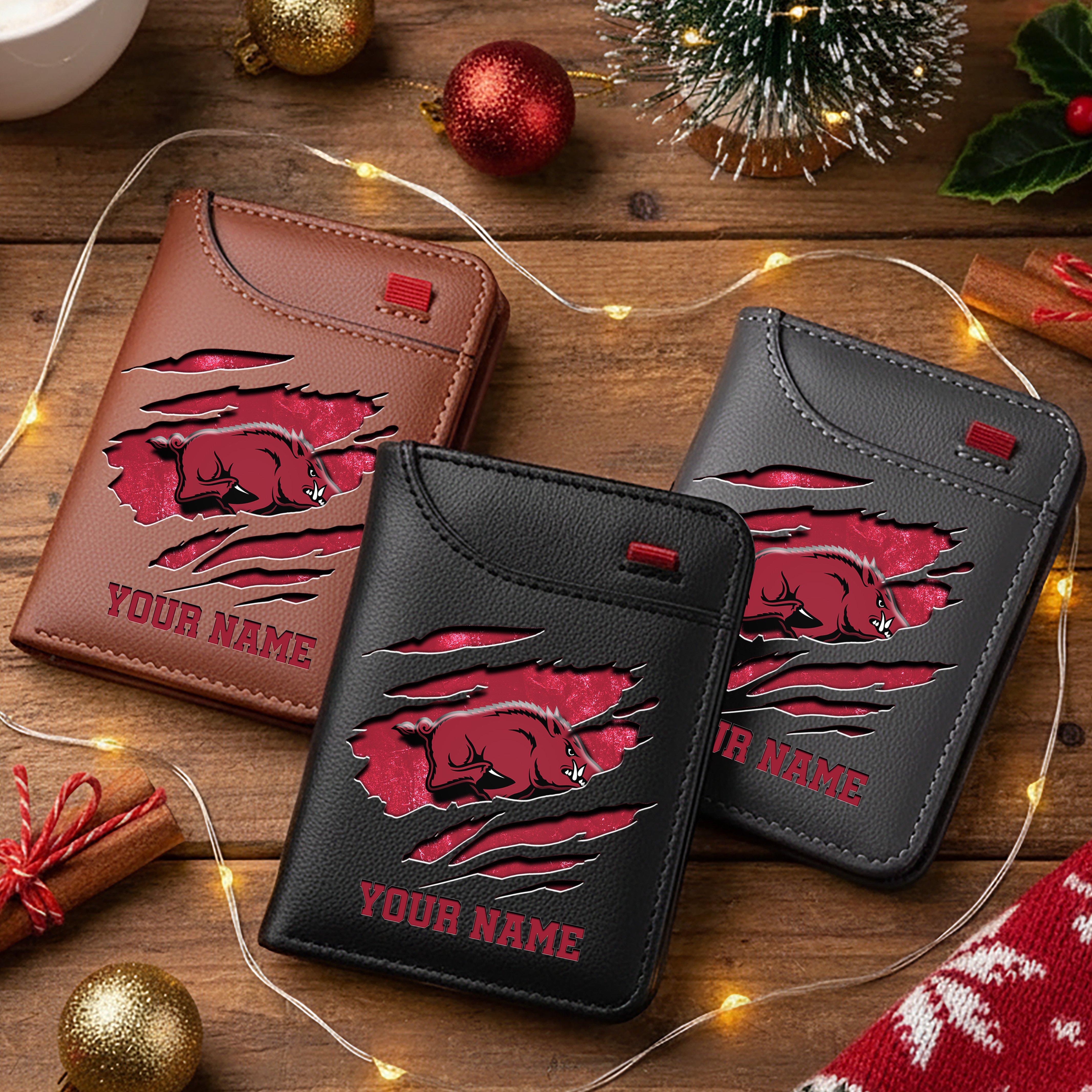 Arkansas Razorbacks Men Wallet Custom Your Name, Football Team Men Wallet For Fans, Gifts For Football Lovers EHIVM-11194526A