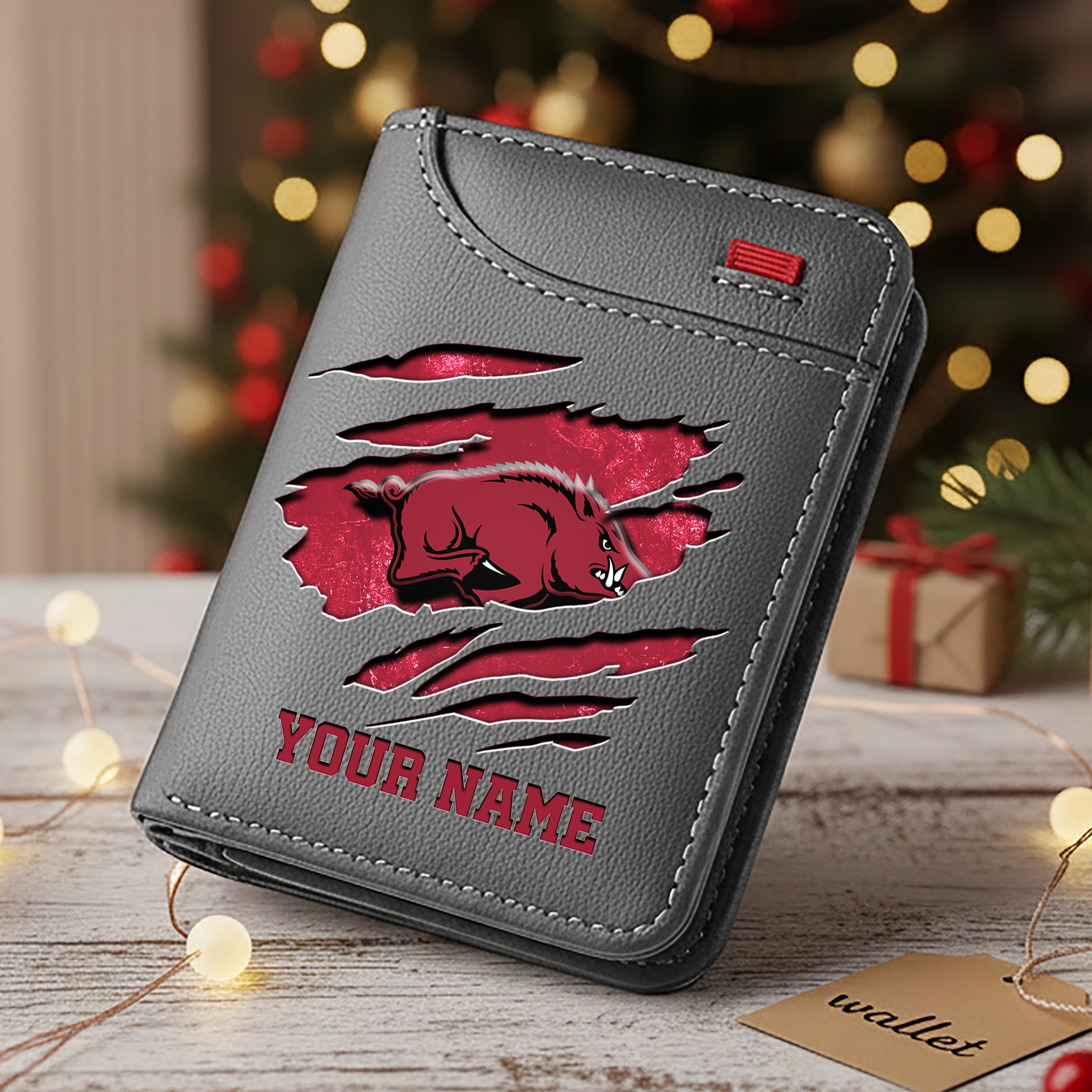 Alternative view of Arkansas Razorbacks Men Wallet Custom Your Name, Football Team Men Wallet For Fans, Gifts For Football Lovers EHIVM-11194526A