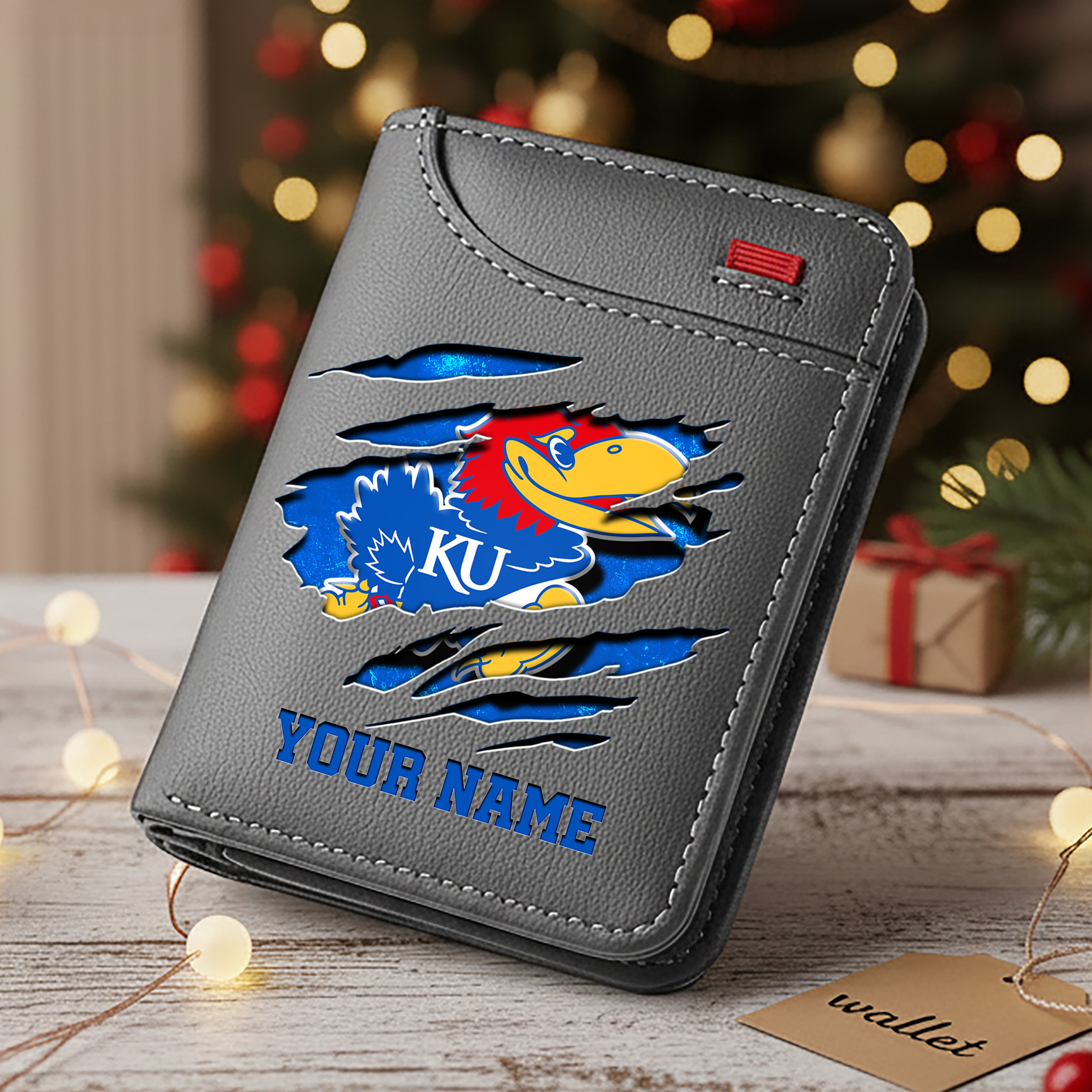 Alternative view of Kansas Jayhawks Men Wallet Custom Your Name, Football Team Men Wallet For Fans, Gifts For Football Lovers EHIVM-11194526A