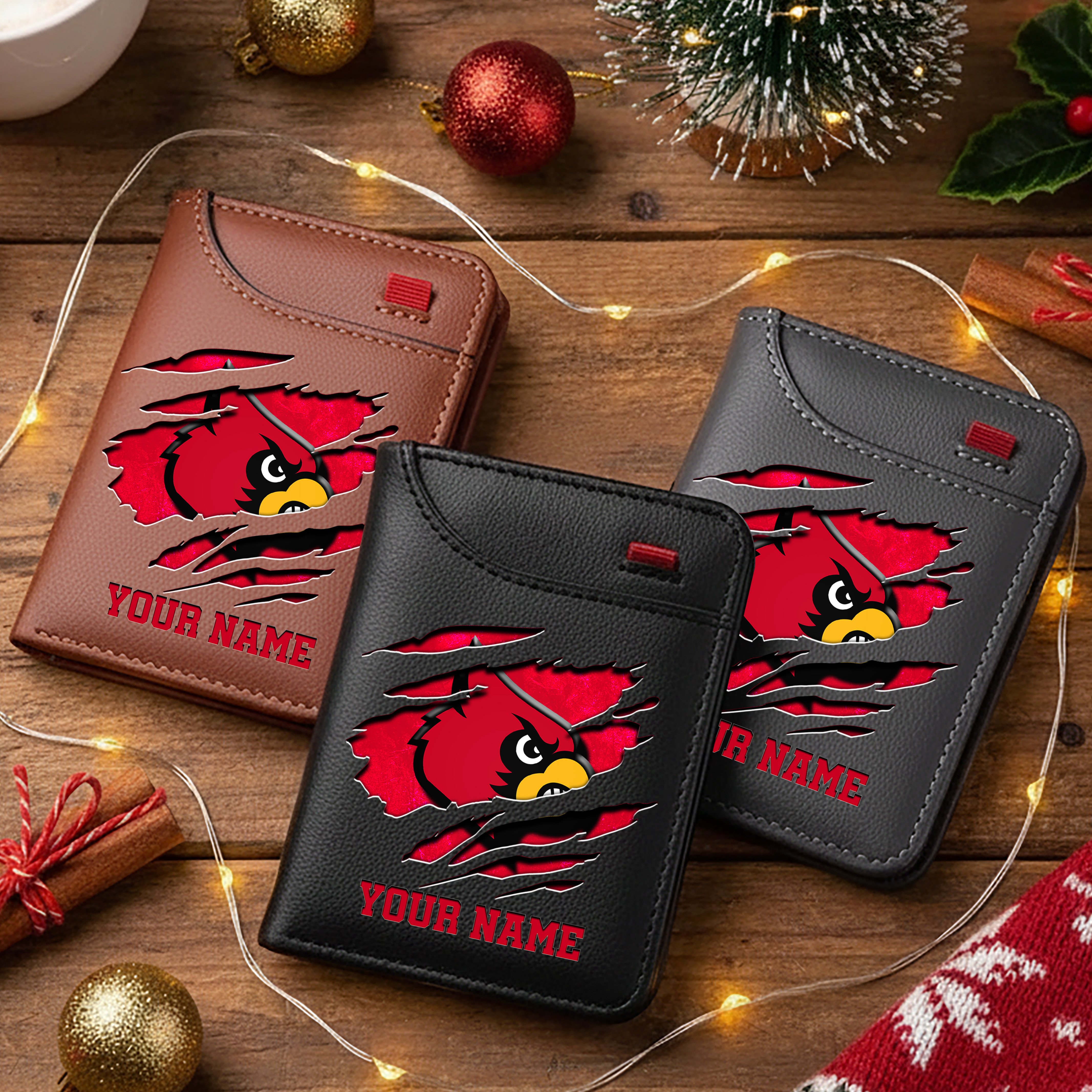 Louisville Cardinals Men Wallet Custom Your Name, Football Team Men Wallet For Fans, Gifts For Football Lovers EHIVM-11194526A