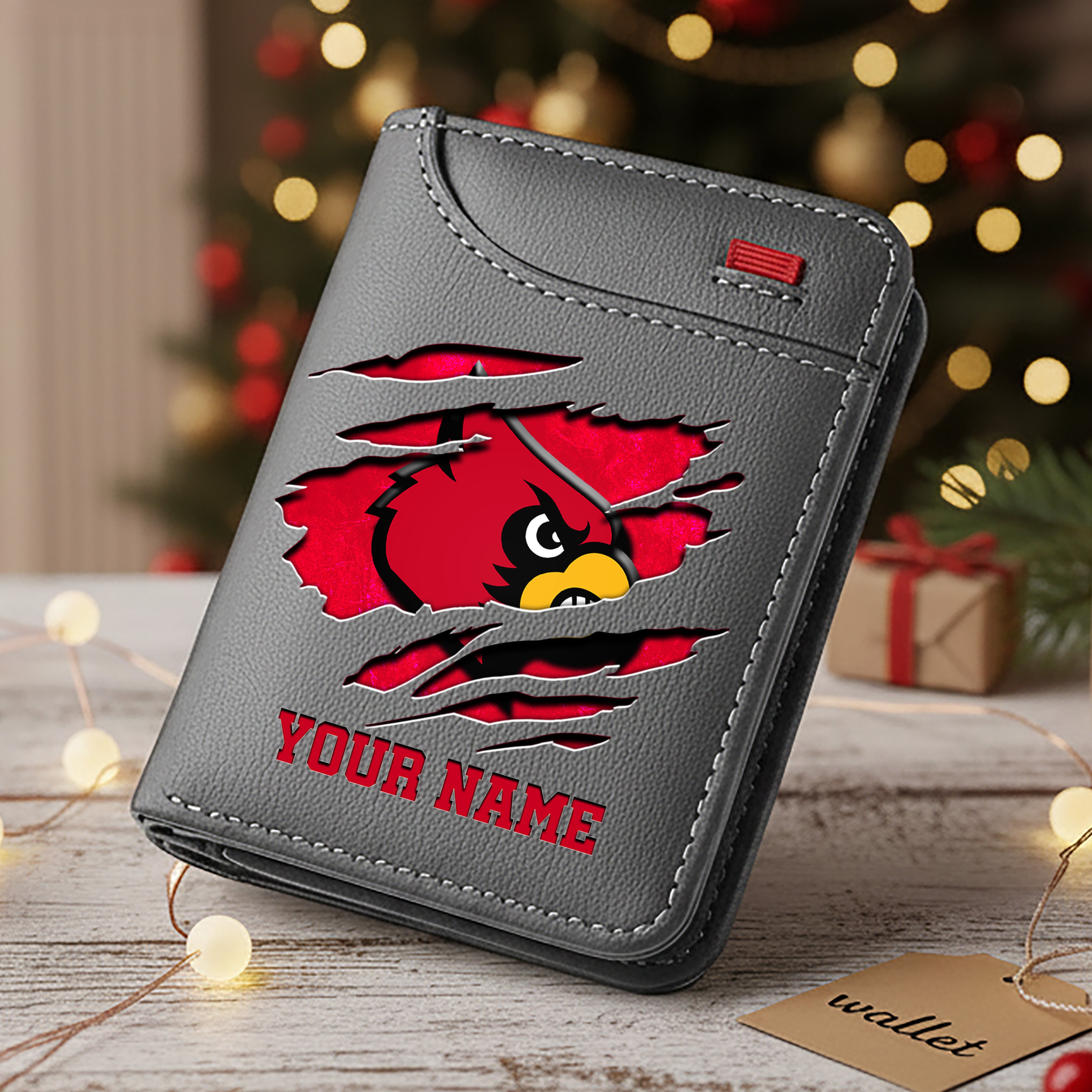 Alternative view of Louisville Cardinals Men Wallet Custom Your Name, Football Team Men Wallet For Fans, Gifts For Football Lovers EHIVM-11194526A
