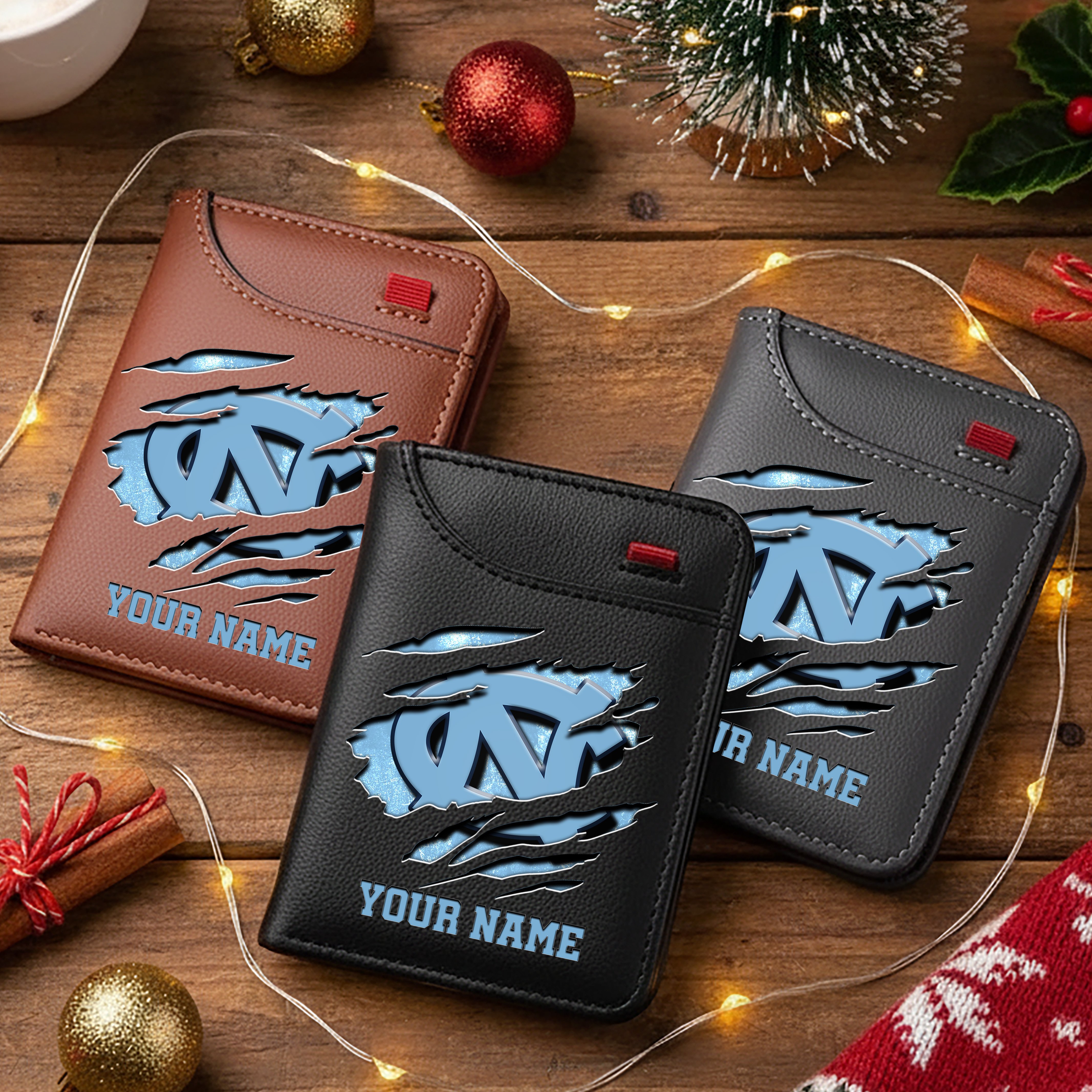 North Carolina Tar Heels Men Wallet Custom Your Name, Football Team Men Wallet For Fans, Gifts For Football Lovers EHIVM-11194526A