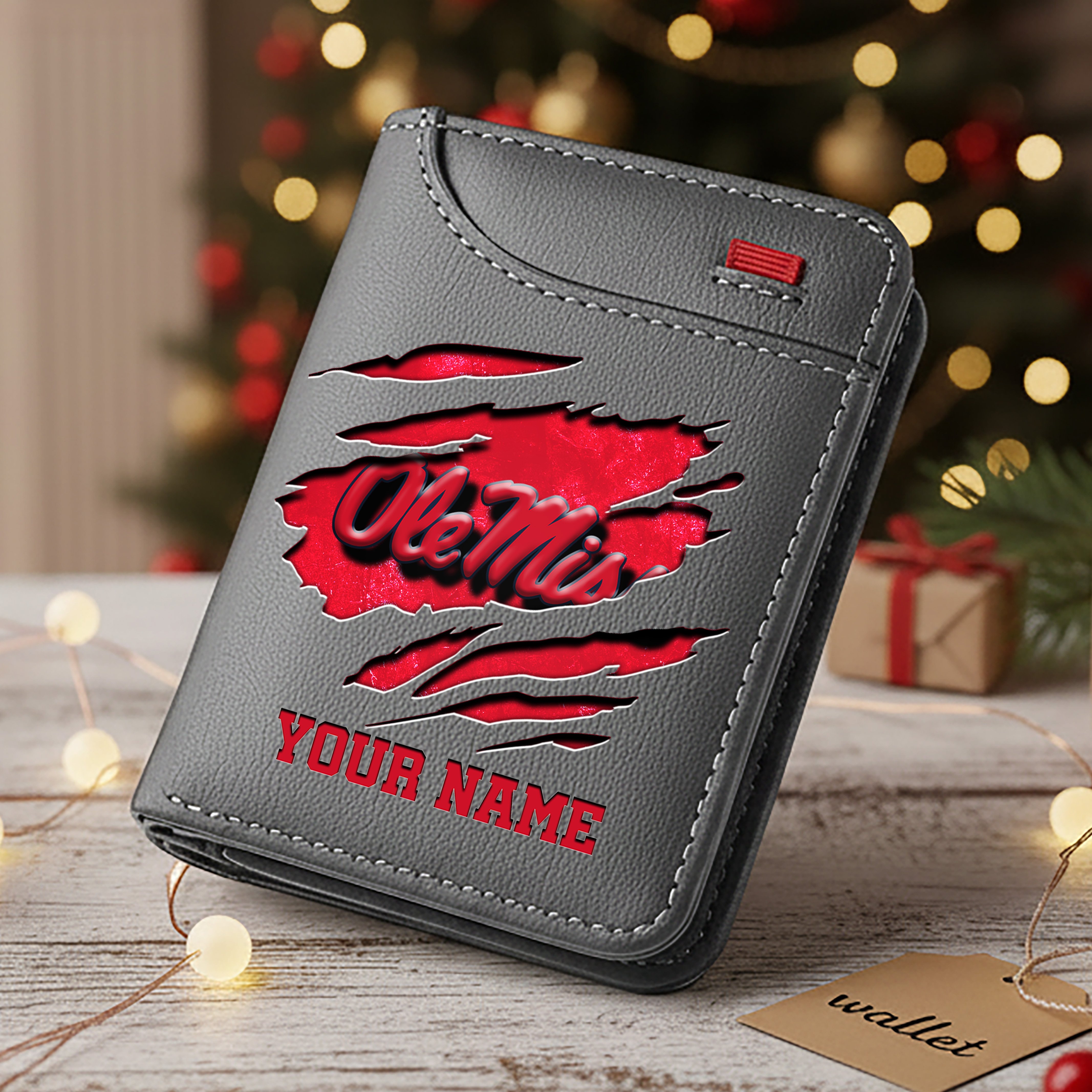 Alternative view of Ole Miss Rebels Men Wallet Custom Your Name, Football Team Men Wallet For Fans, Gifts For Football Lovers EHIVM-11194526A