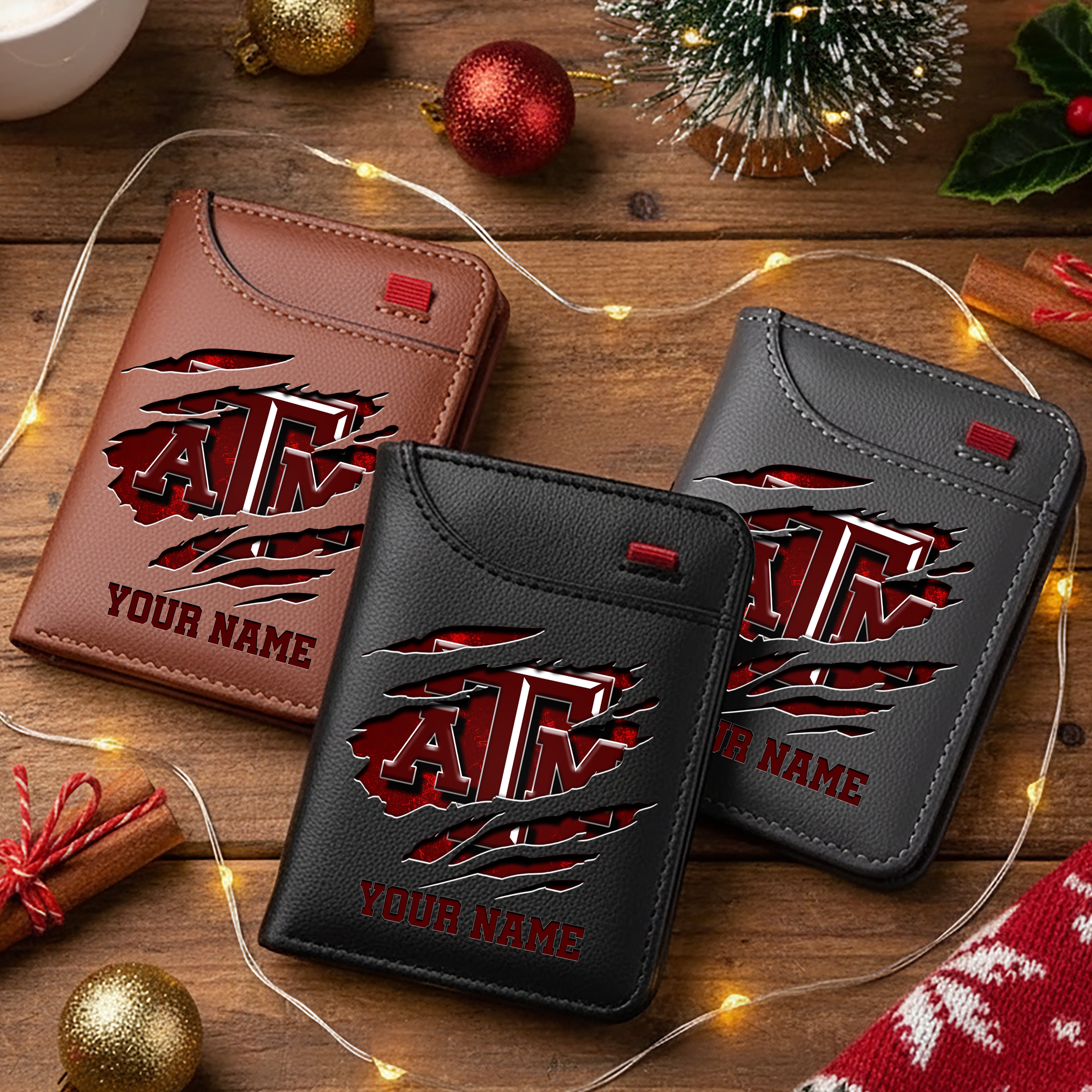 Texas A&M Aggies Men Wallet Custom Your Name, Football Team Men Wallet For Fans, Gifts For Football Lovers EHIVM-11194526A