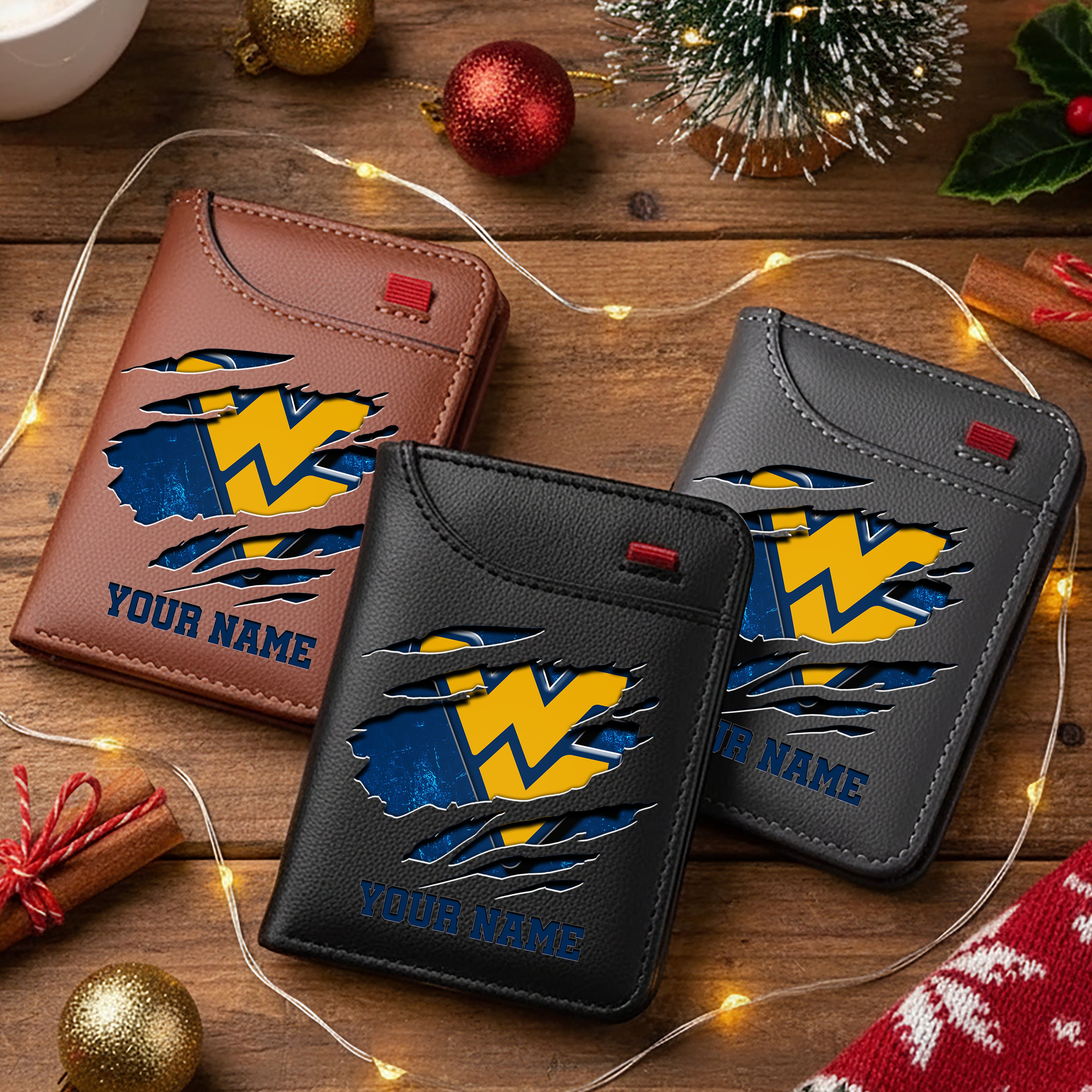 West Virginia Mountaineers Men Wallet Custom Your Name, Football Team Men Wallet For Fans, Gifts For Football Lovers EHIVM-11194526A