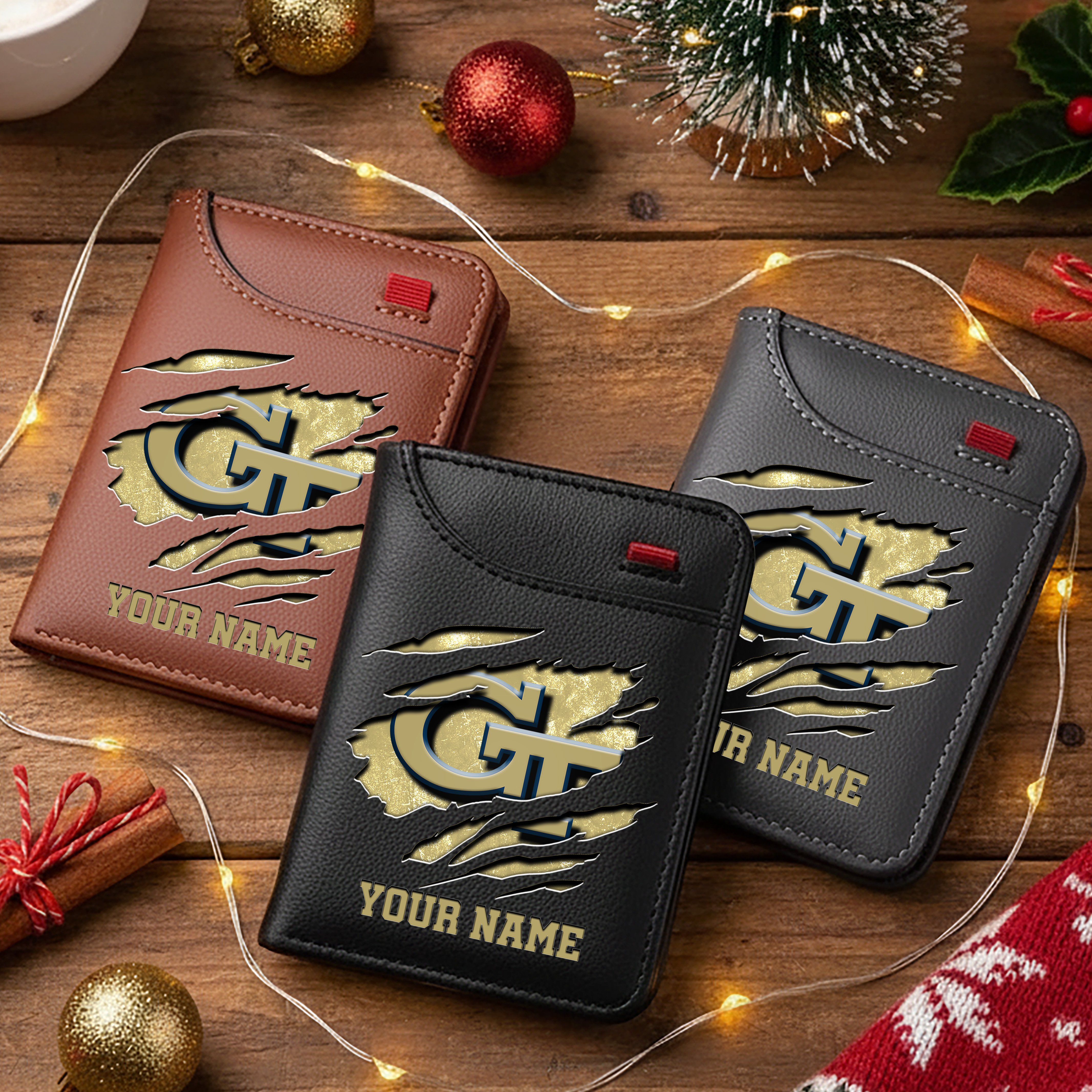 Georgia Tech Yellow Jackets Men Wallet Custom Your Name, Football Team Men Wallet For Fans, Gifts For Football Lovers EHIVM-11194526A