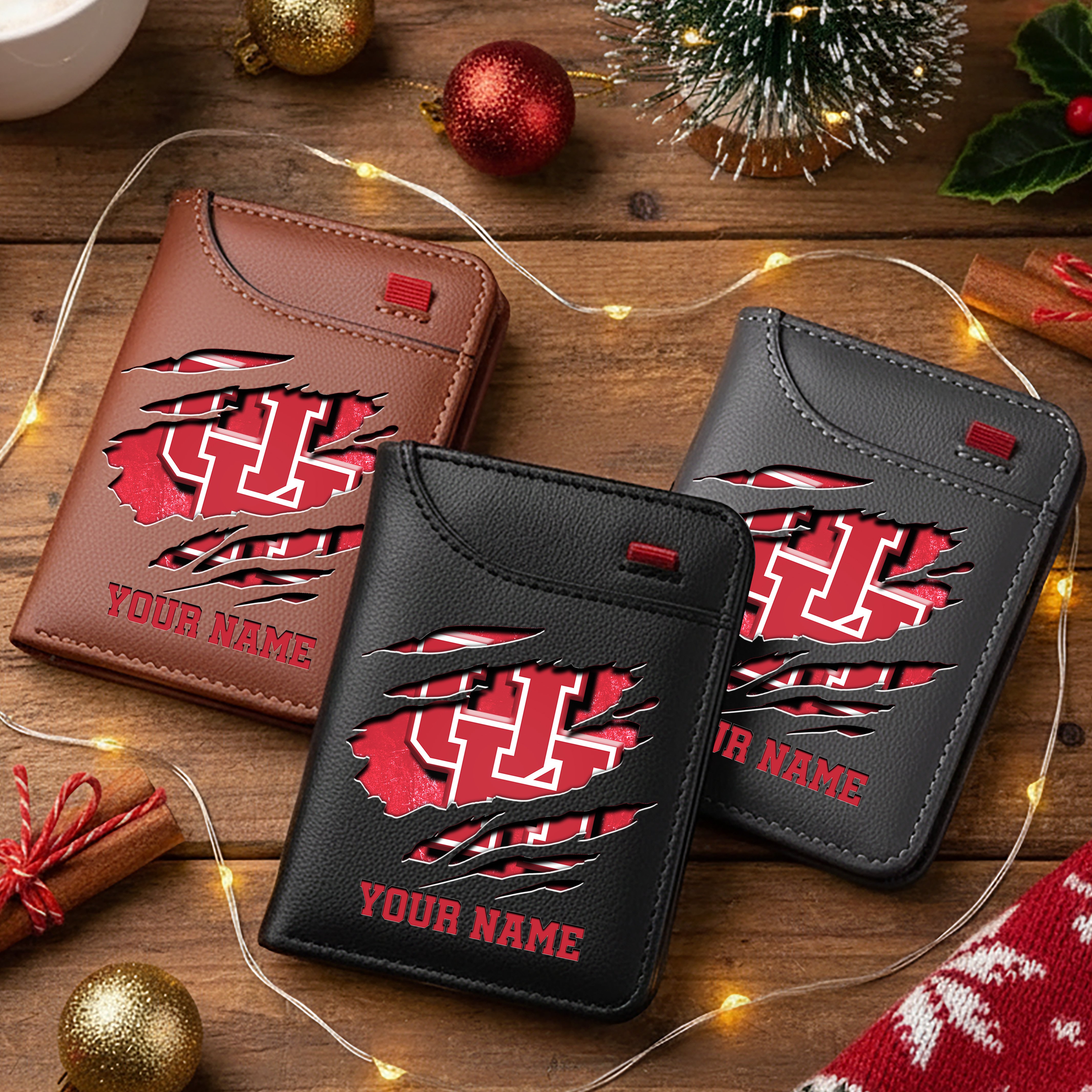 Houston Cougars Men Wallet Custom Your Name, Football Team Men Wallet For Fans, Gifts For Football Lovers EHIVM-11194526A