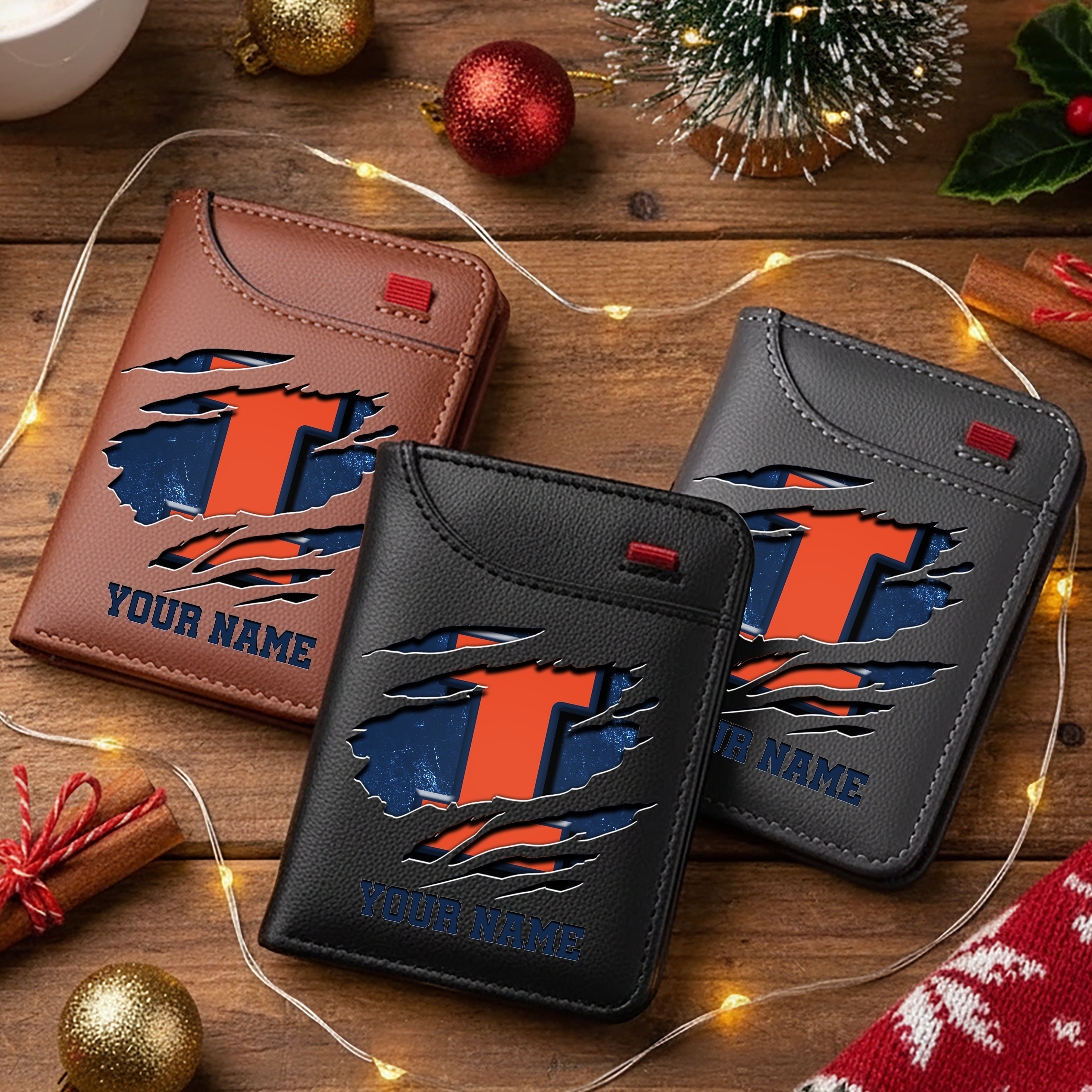 Illinois Fighting Illini Men Wallet Custom Your Name, Football Team Men Wallet For Fans, Gifts For Football Lovers EHIVM-11194526A